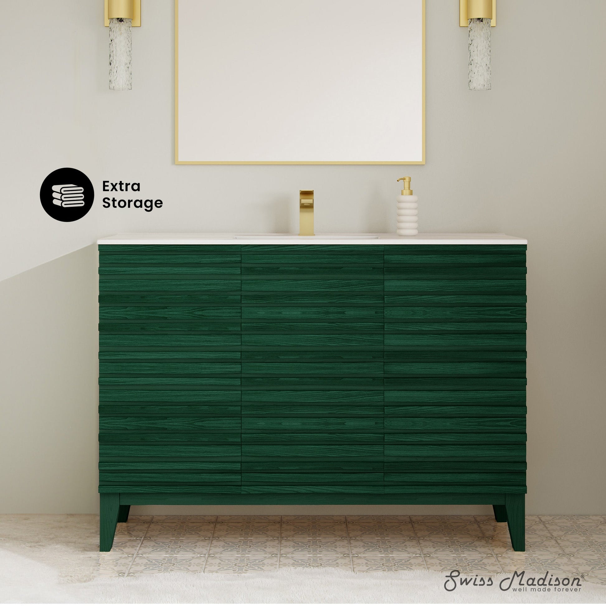 Green Oak / Glossy White / 1-Hole