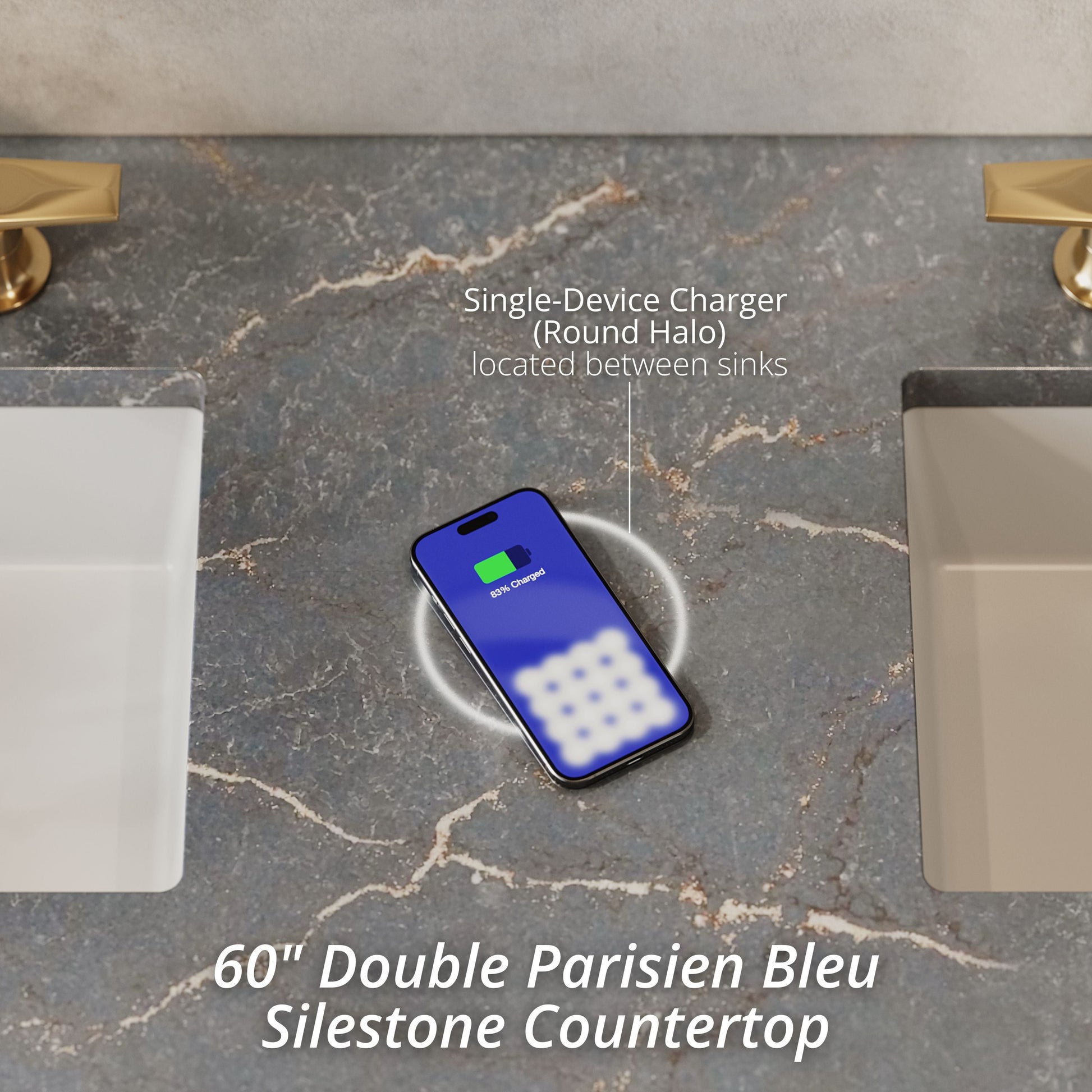 Whitewashed Oak / Parisien Bleu - 3 Faucet Holes