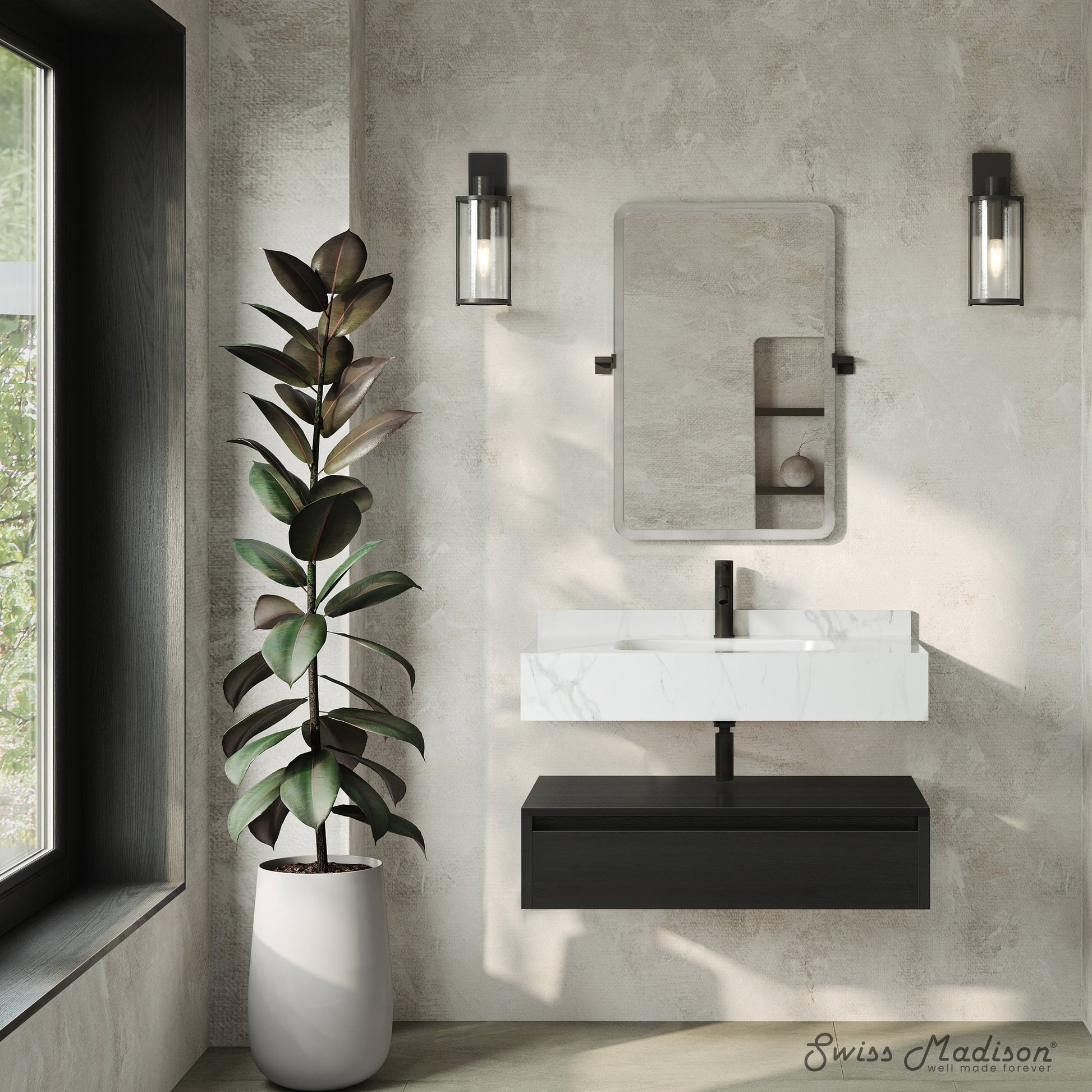 Black Oak / White Marble