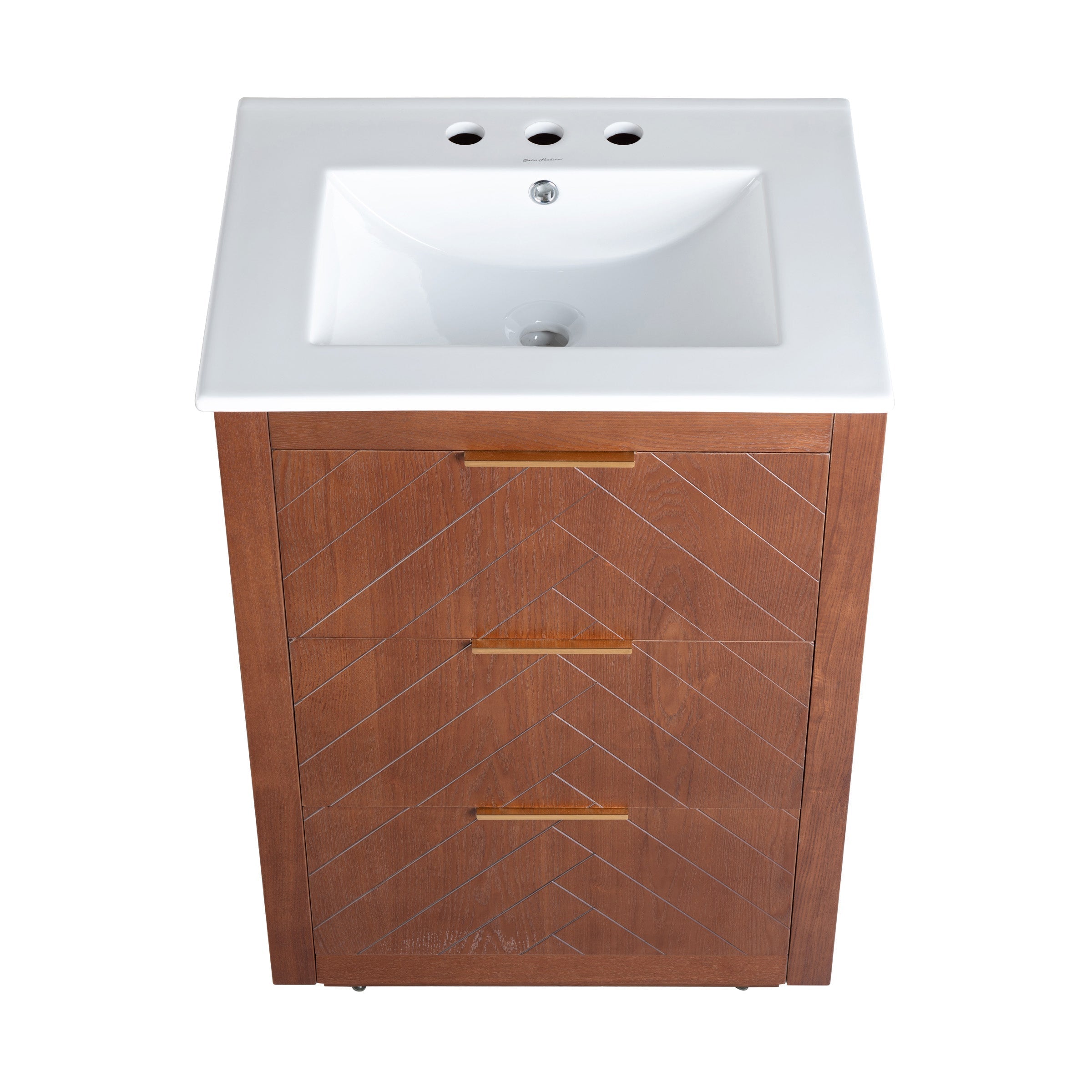 Brown Oak / White / 3-Hole