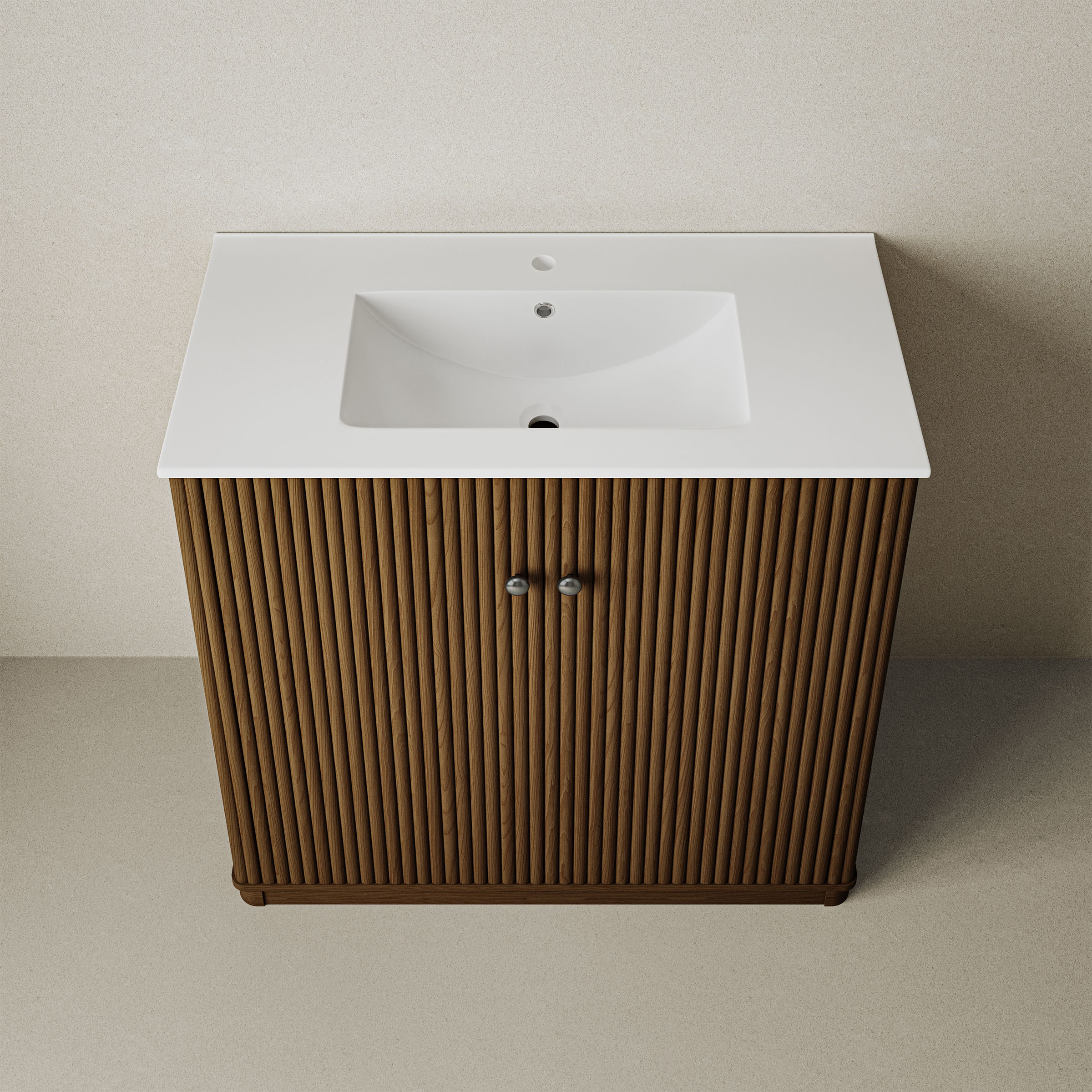 Brown Oak / White / 1-Hole