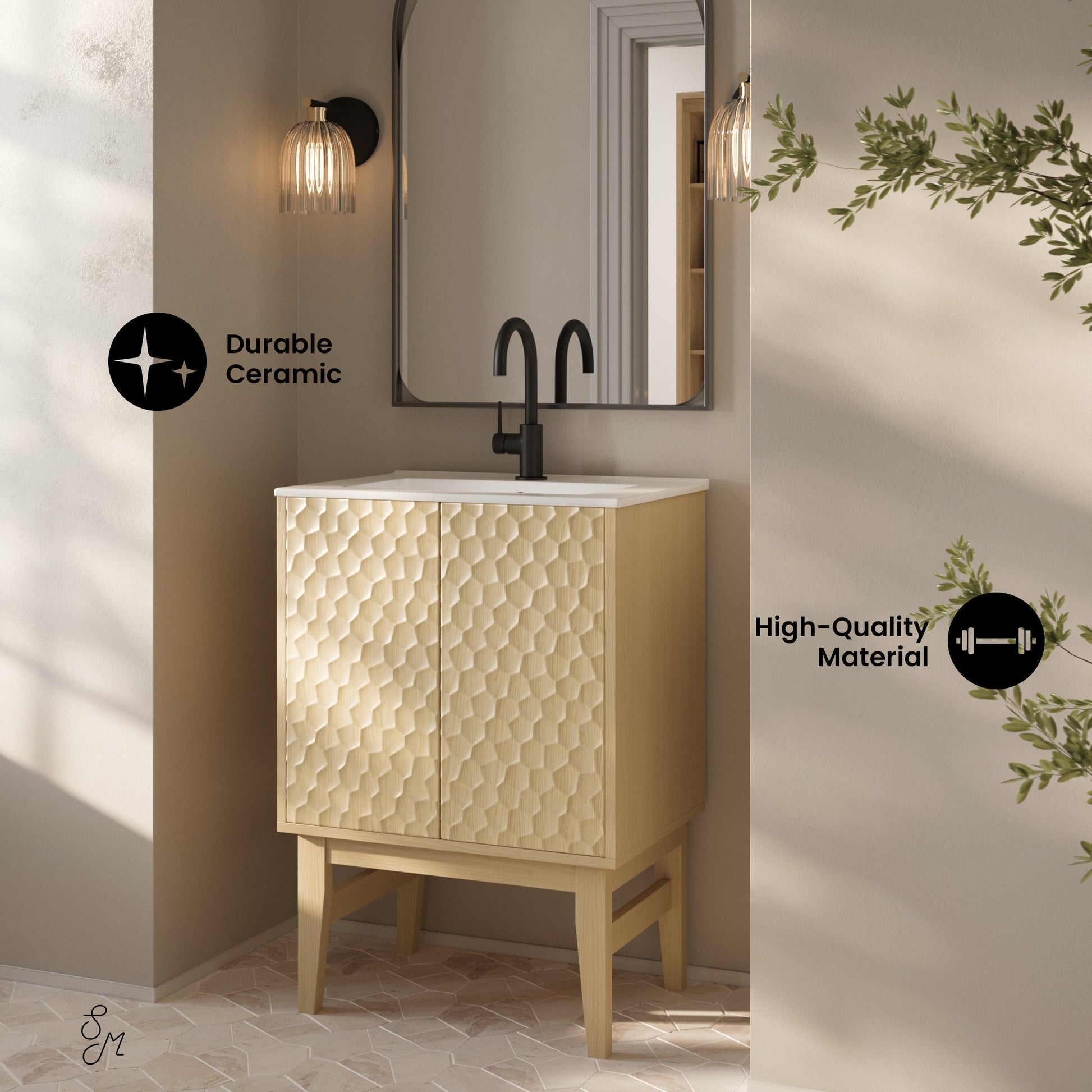 Natural Oak / White / 1-Hole