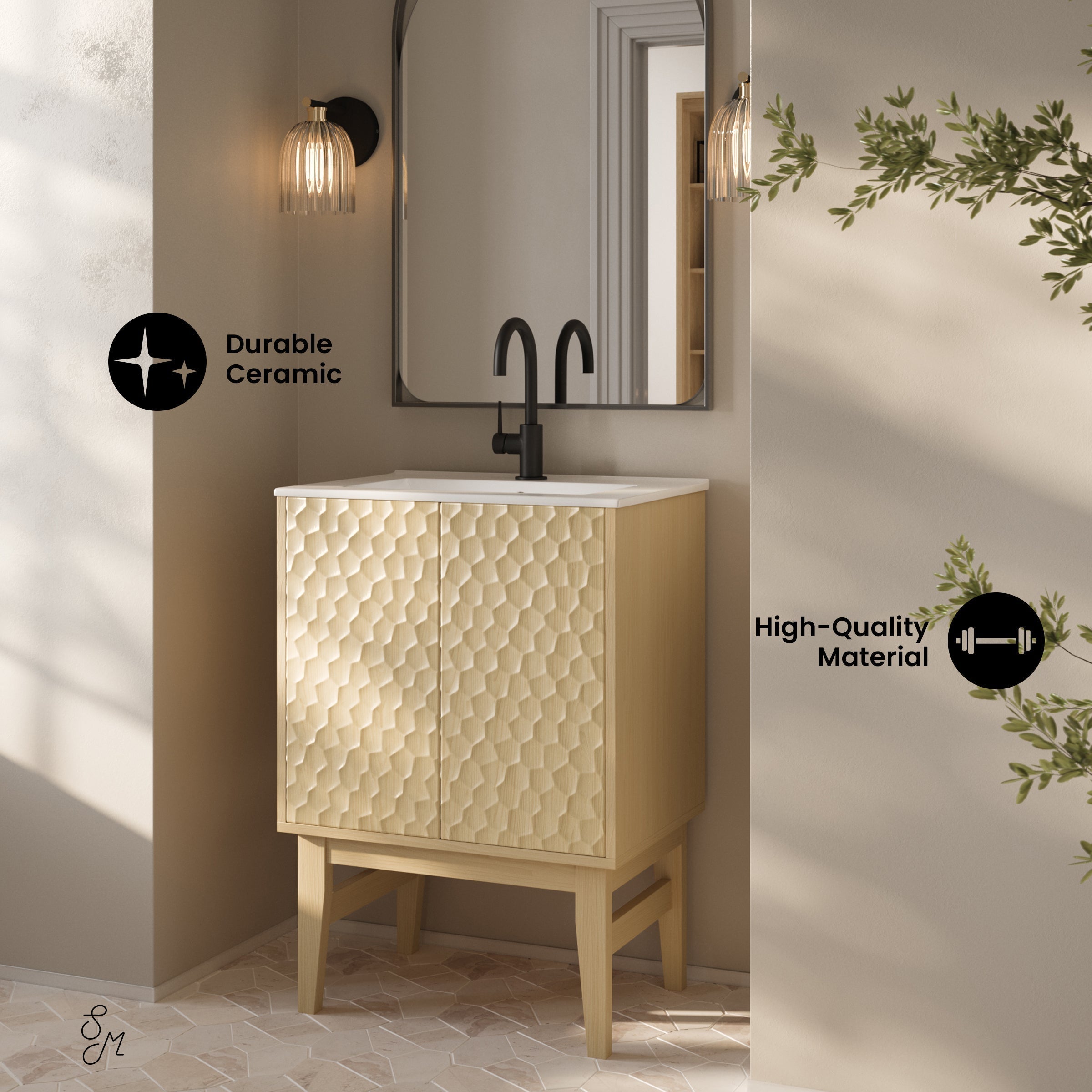 Natural Oak / White / 1-Hole