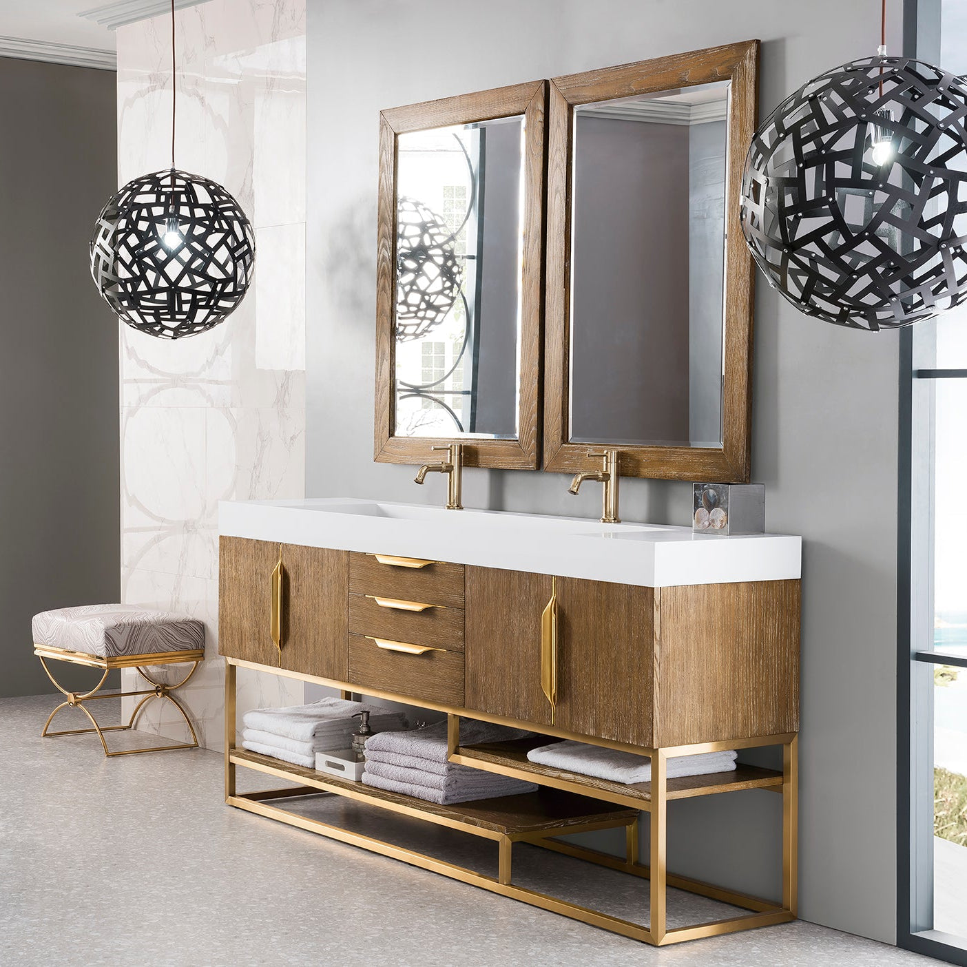 Latte Oak / Radiant Gold / Glossy White - 1 Faucet Hole
