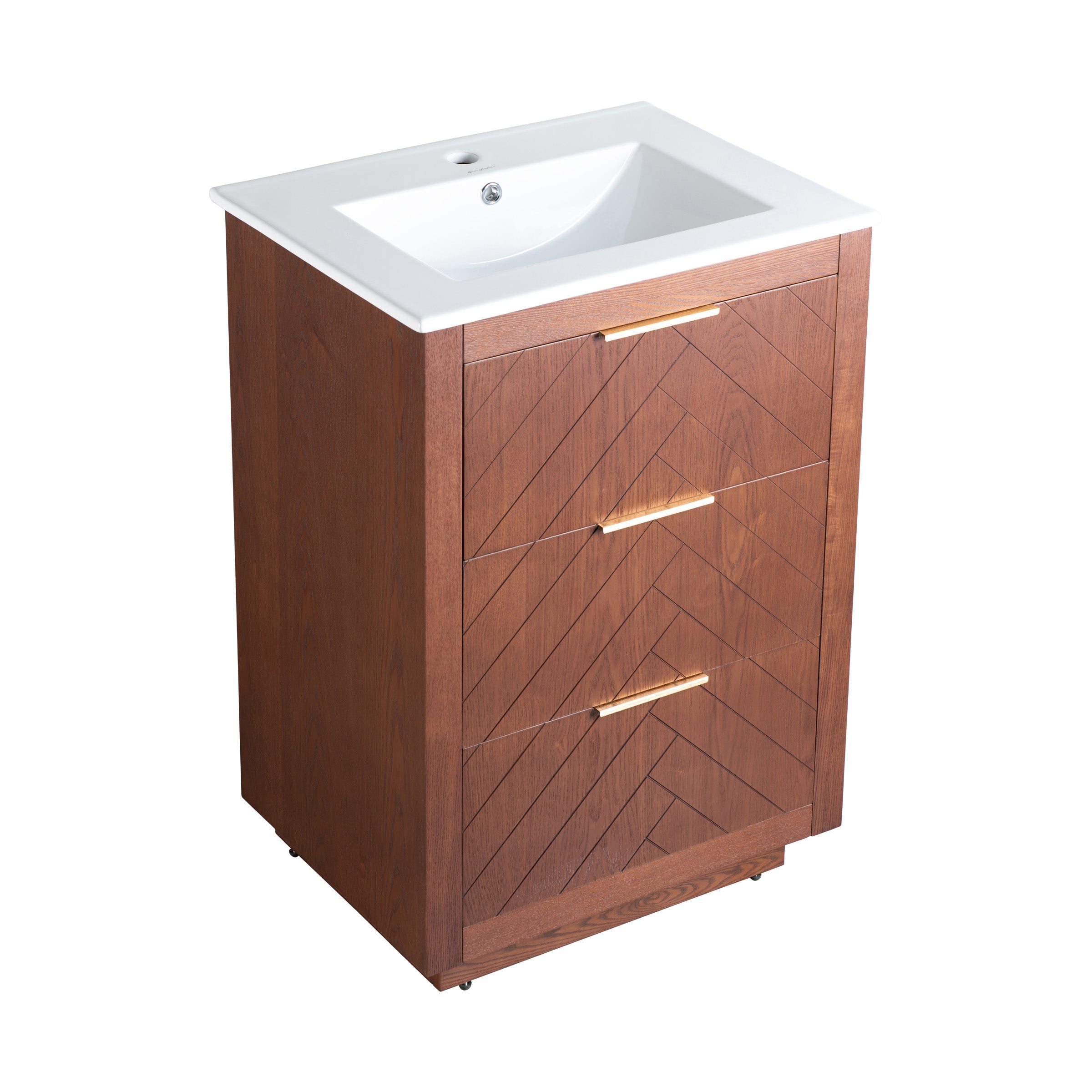 Brown Oak / White / 1-Hole