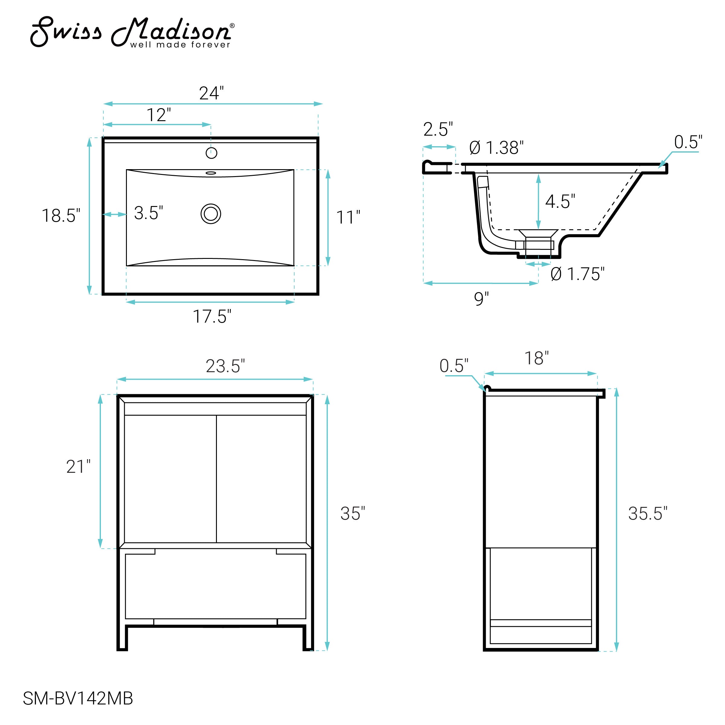 Gray Oak / Matte Black / 1-Hole