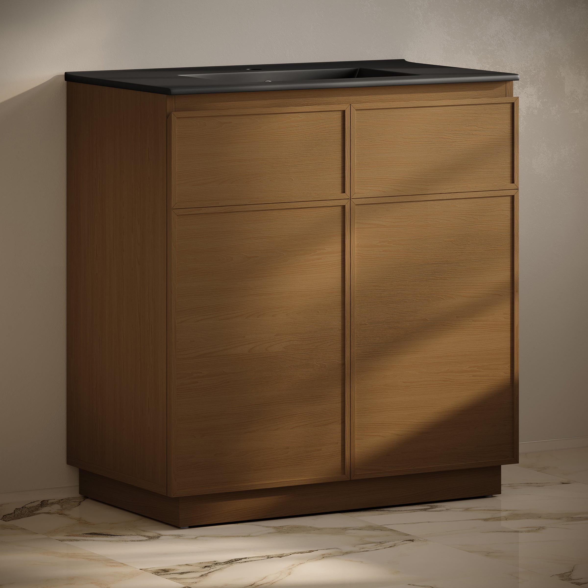 Brown Oak / Black / 1-Hole