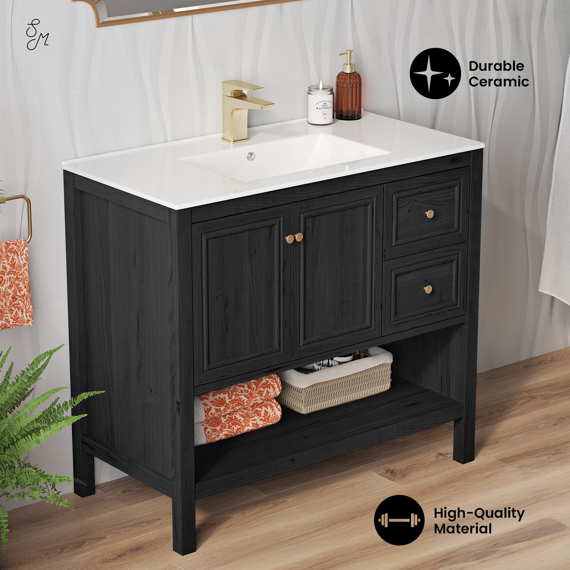 Black Oak / White / 1-Hole