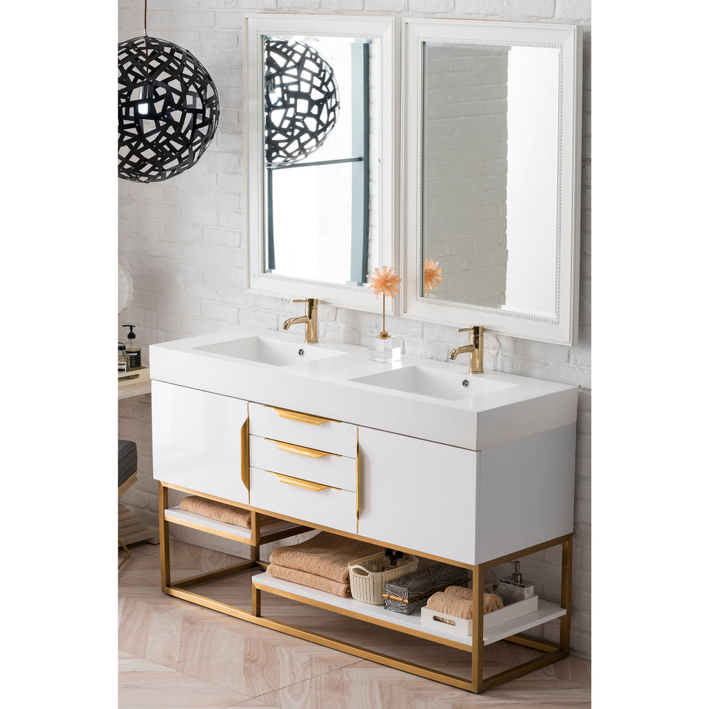 Glossy White / Radiant Gold / Glossy White - 1 Faucet Hole