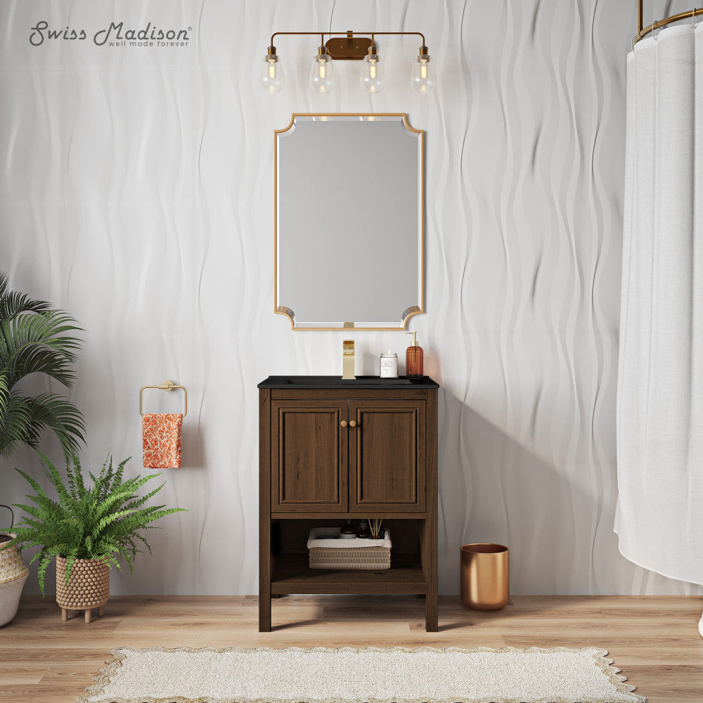 Brown Oak / Black / 1-Hole