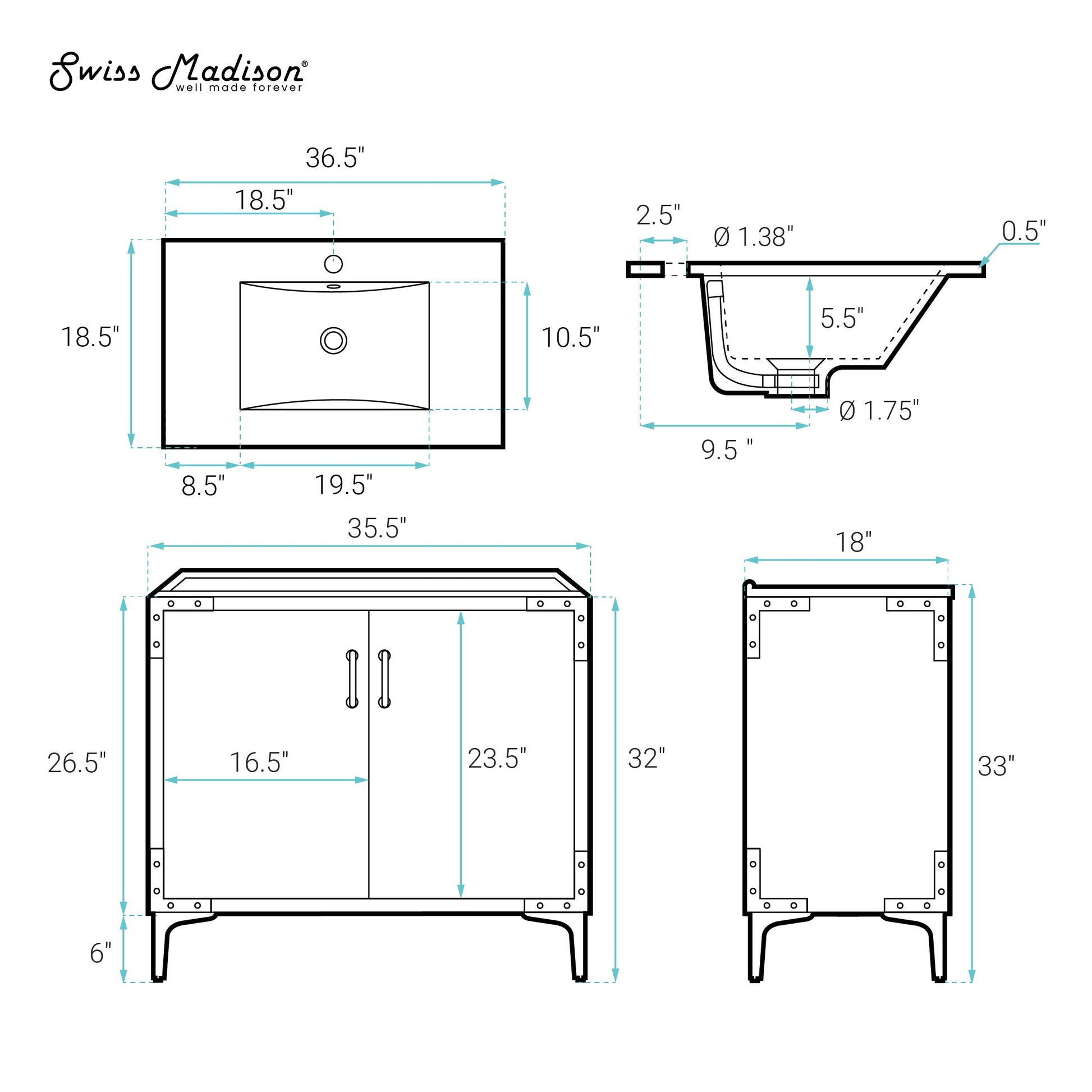 White / White / 1-Hole