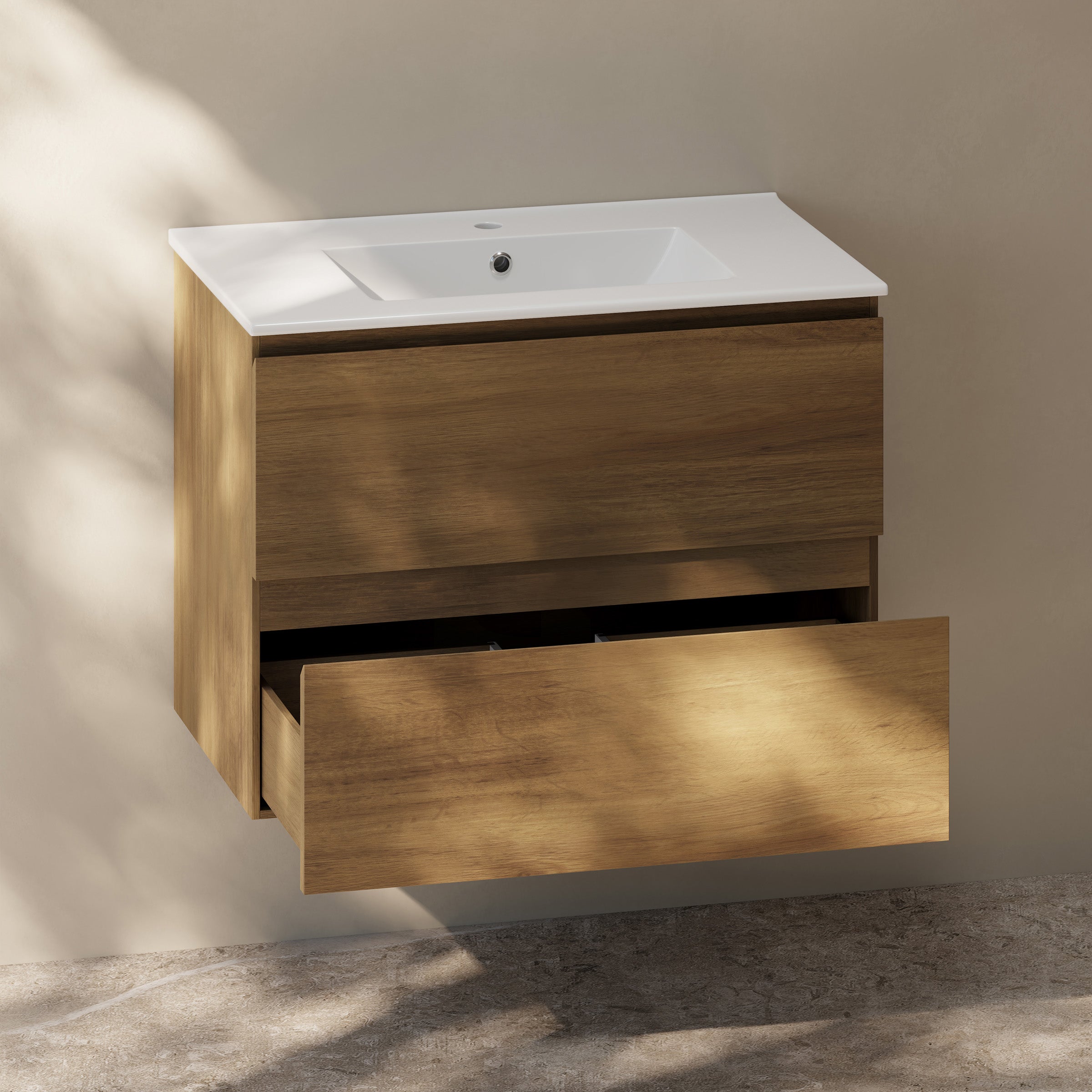 Brown Oak / Glossy White / 1-Hole