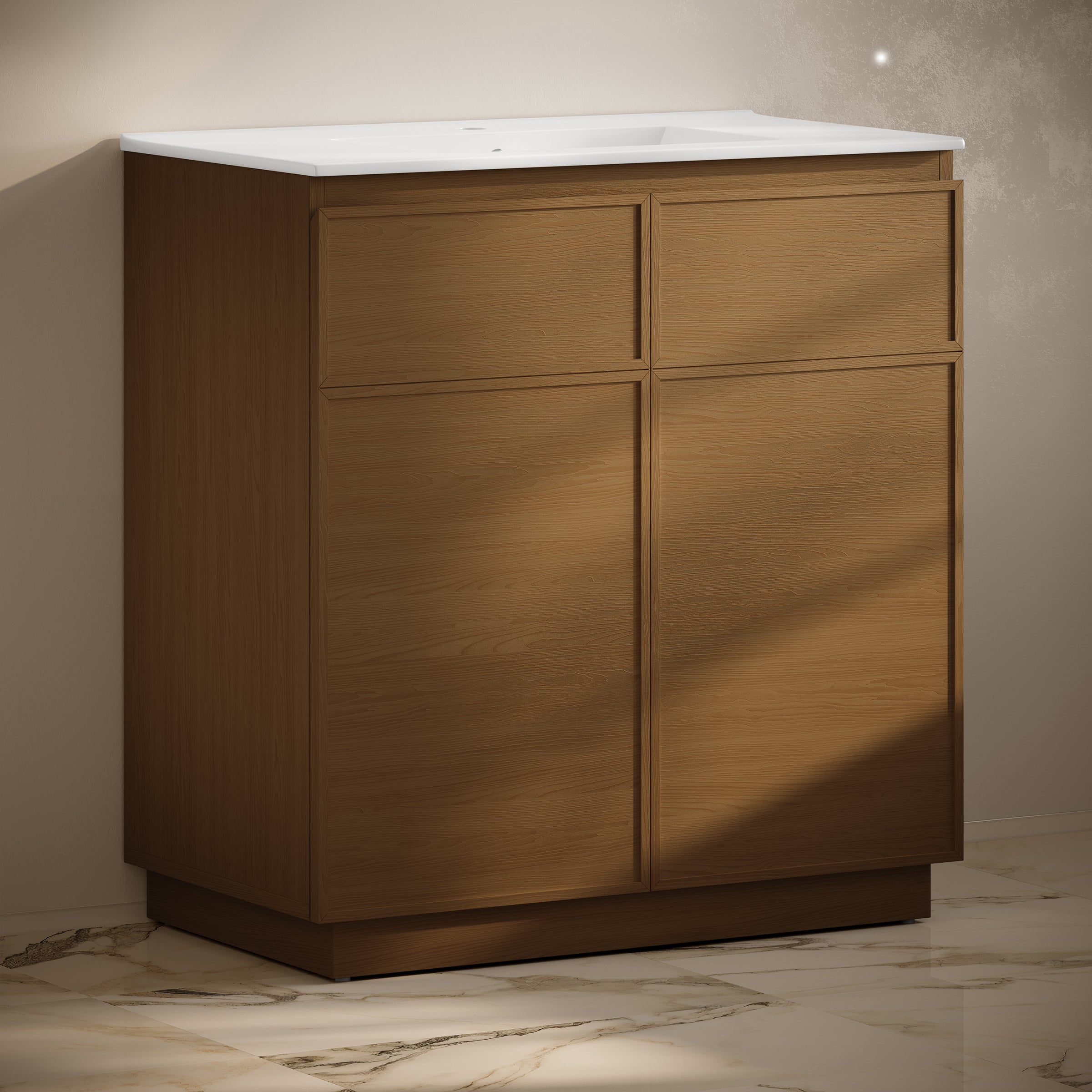 Brown Oak / White / 1-Hole