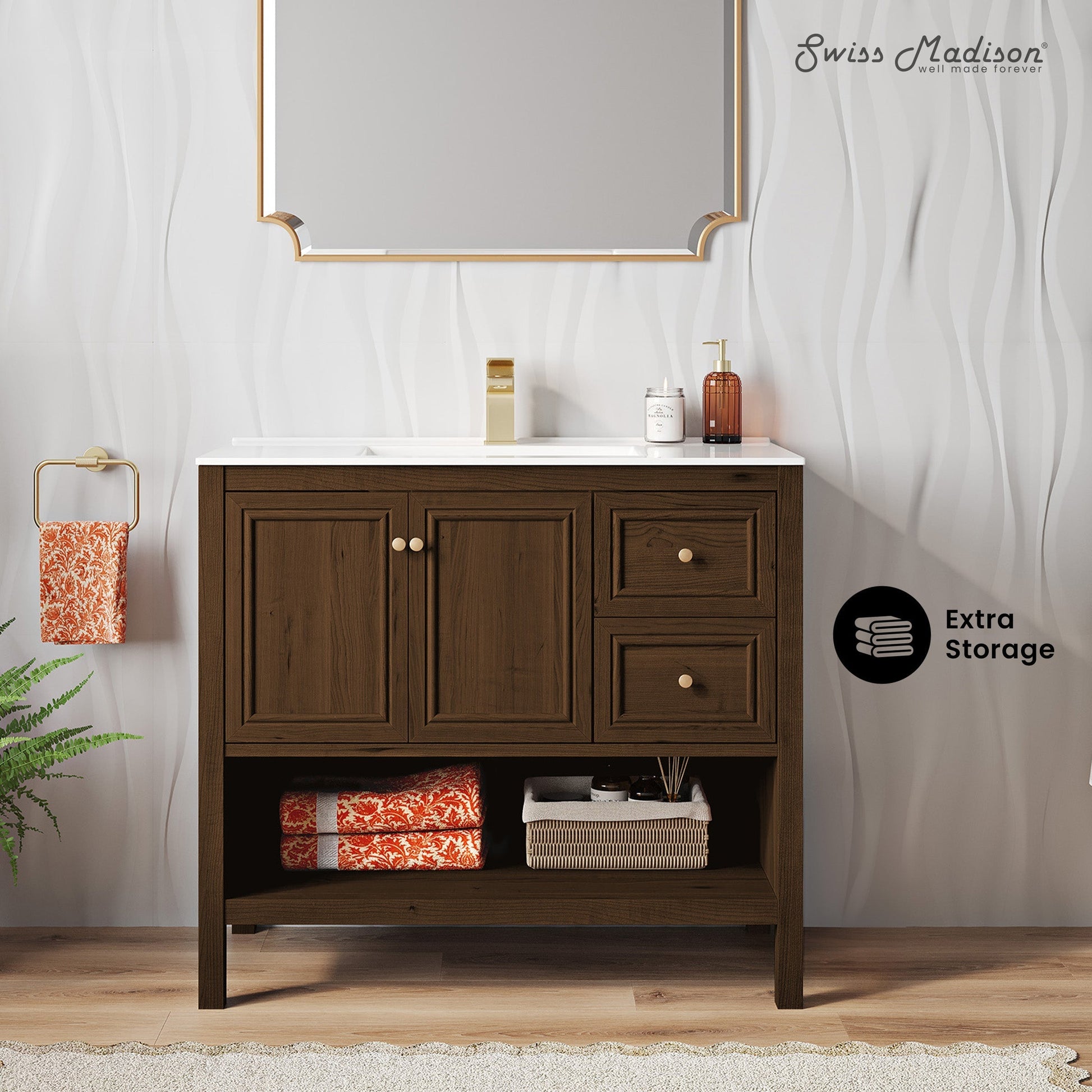 Brown Oak / White / 1-Hole