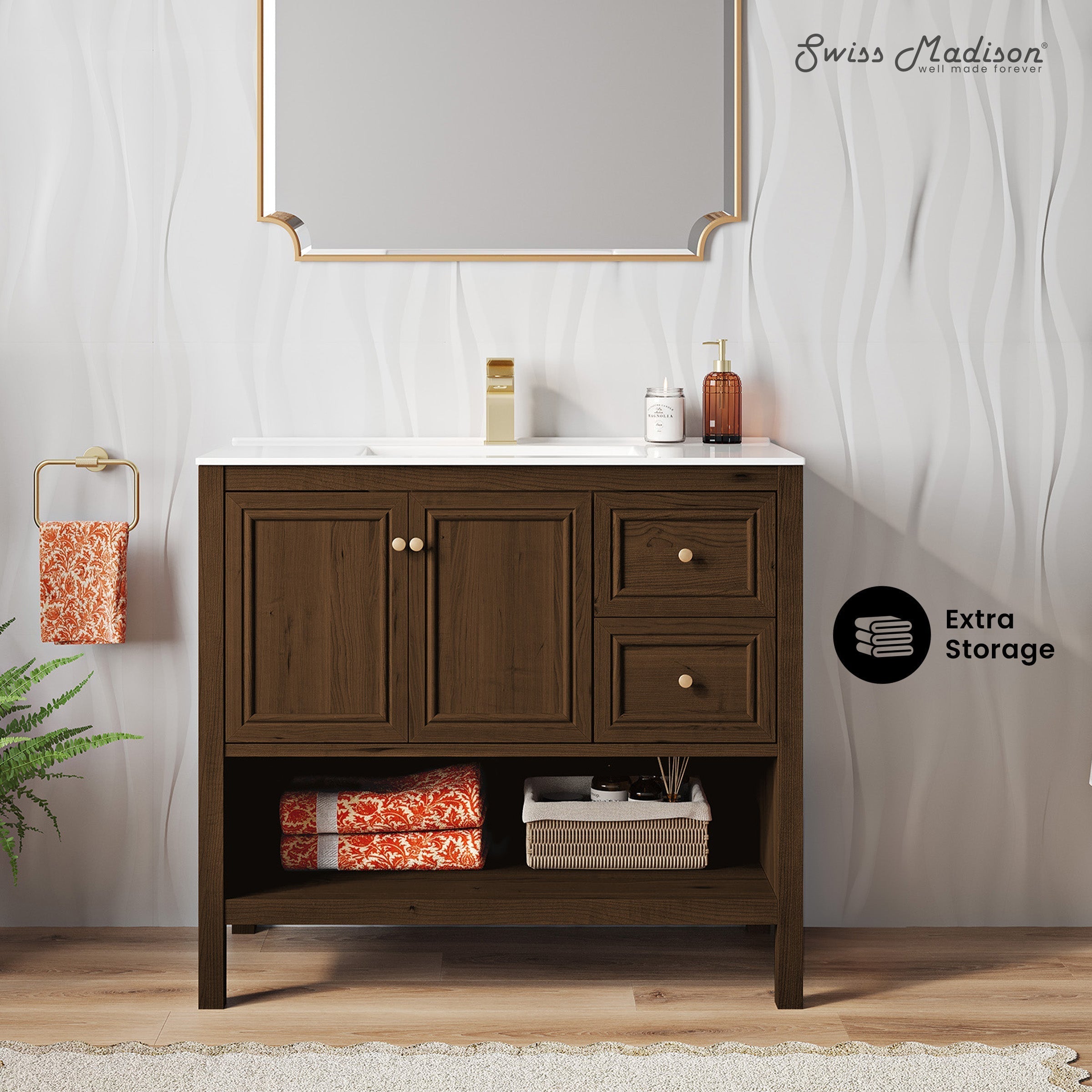 Brown Oak / White / 1-Hole