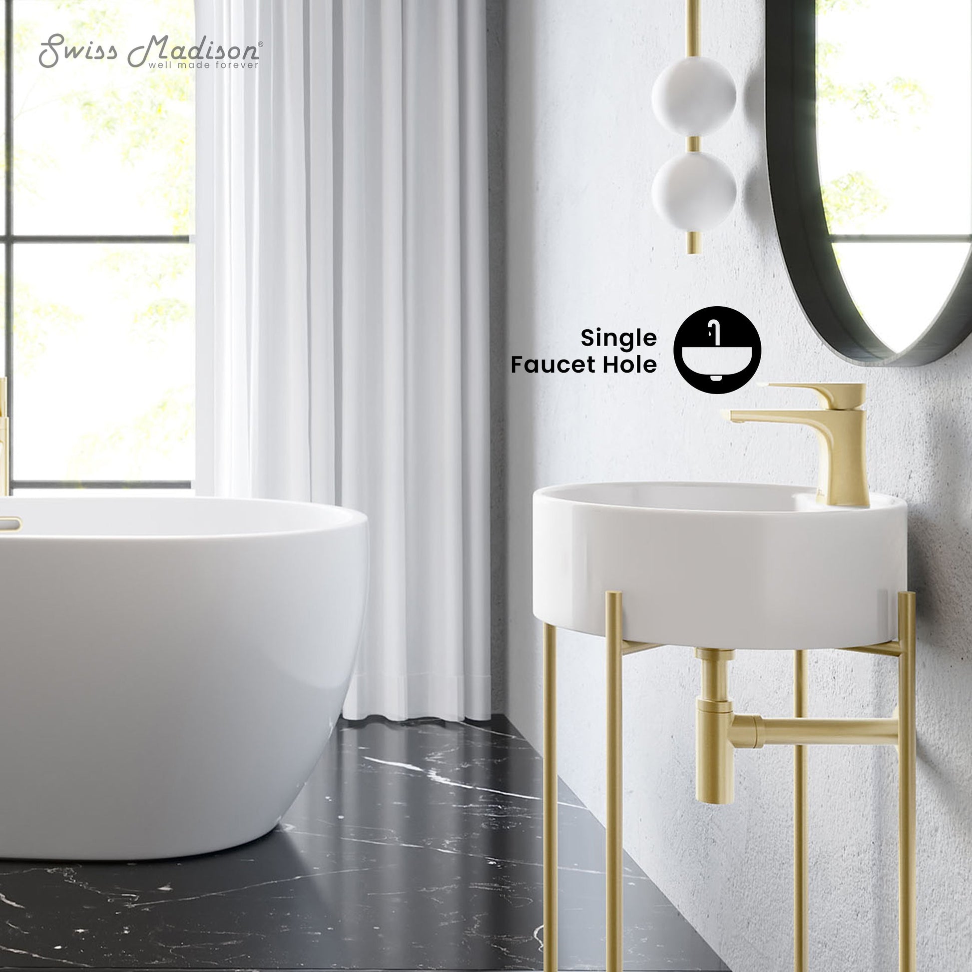 Brushed Gold / White / 1-Hole