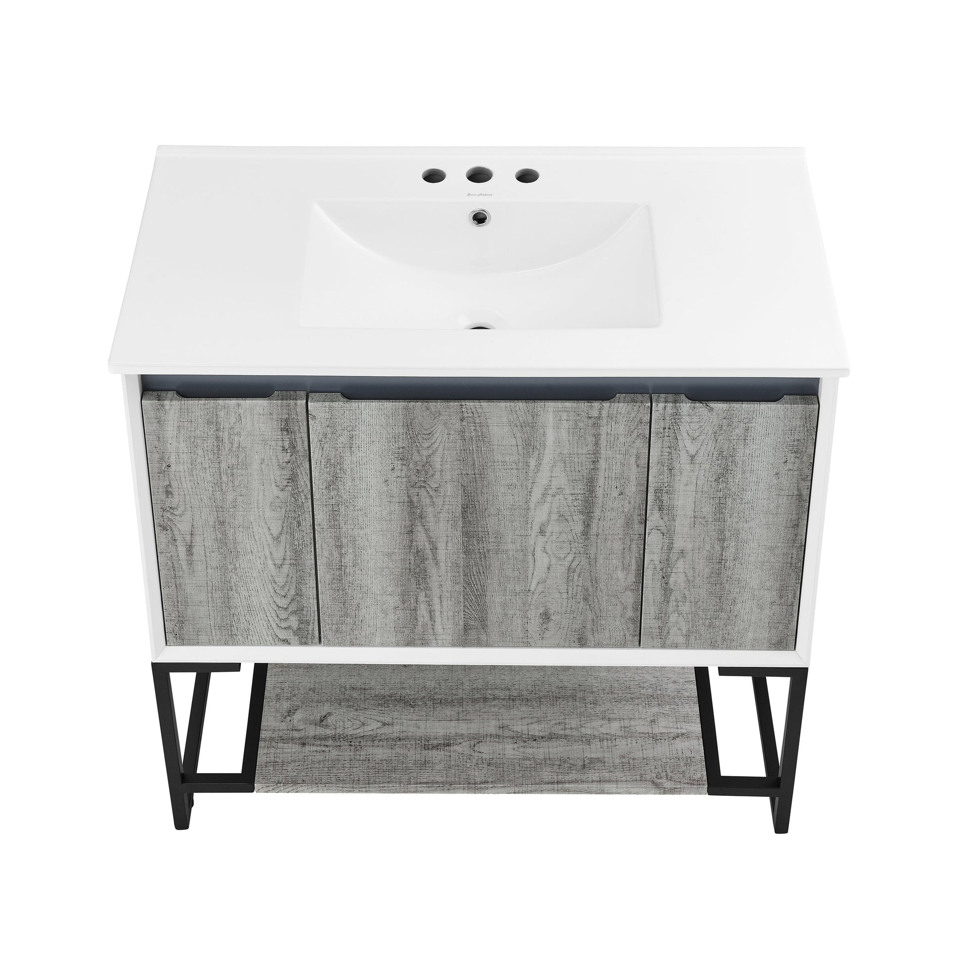 Gray Oak / White / 3-Hole