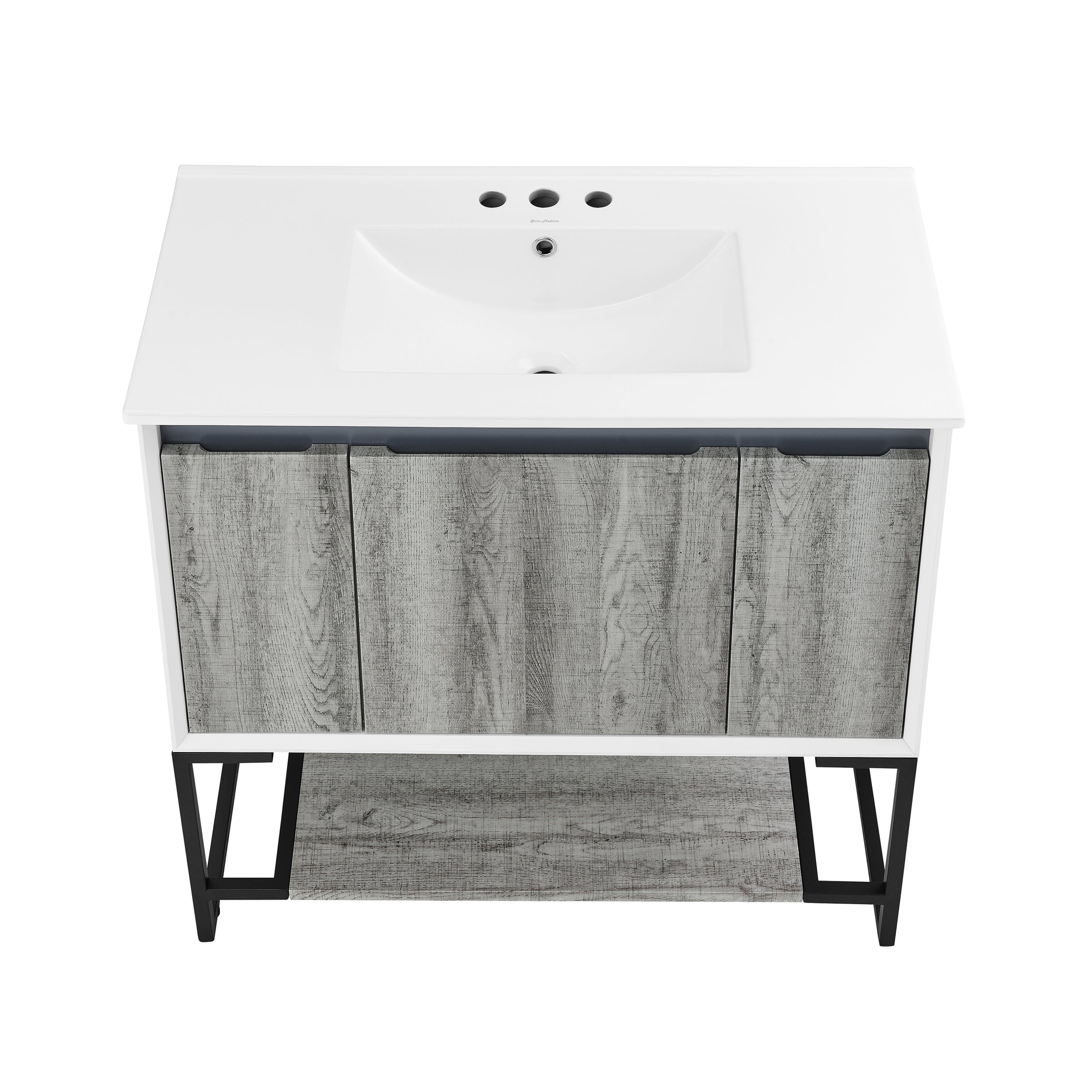 Gray Oak / White / 3-Hole