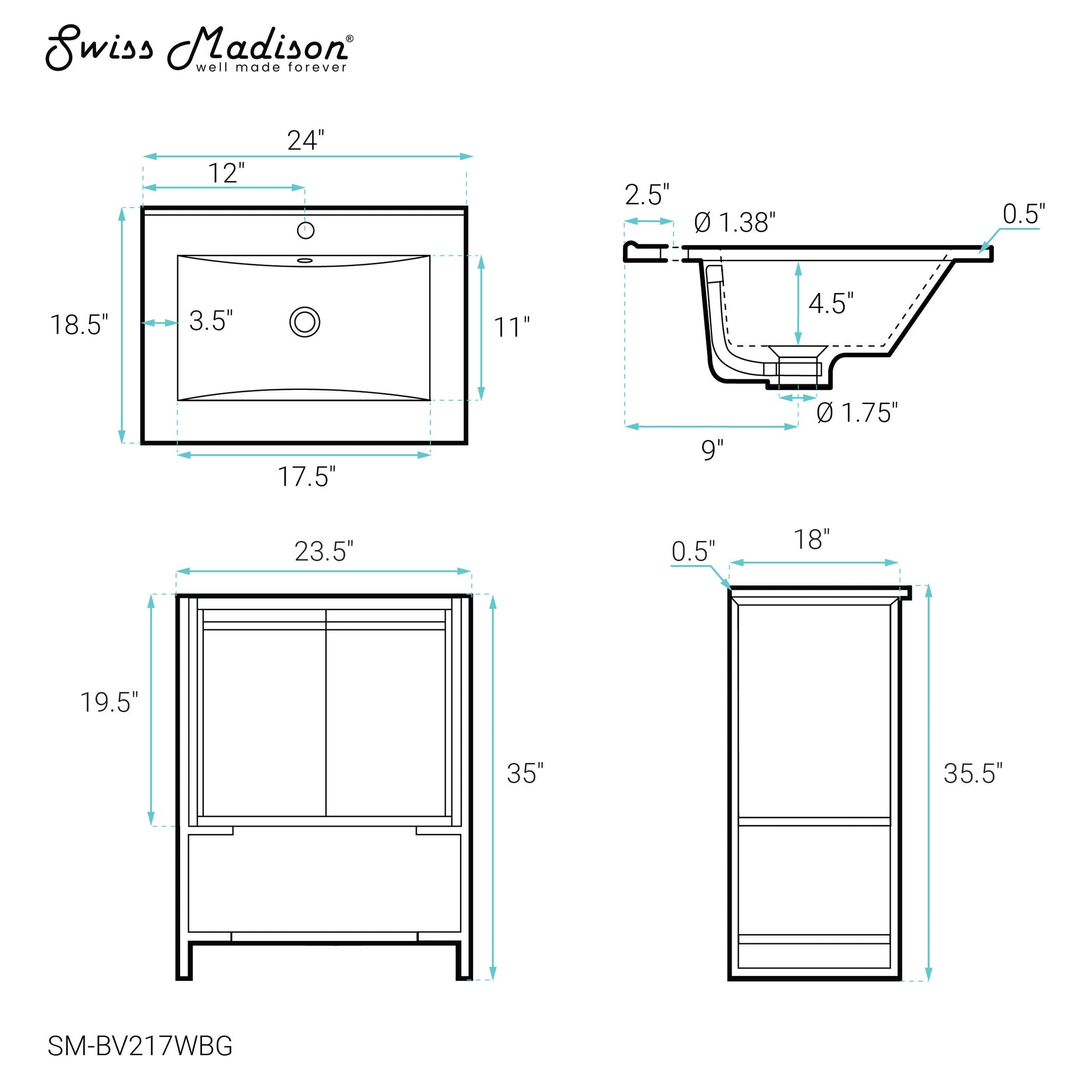 White / White / 1-Hole