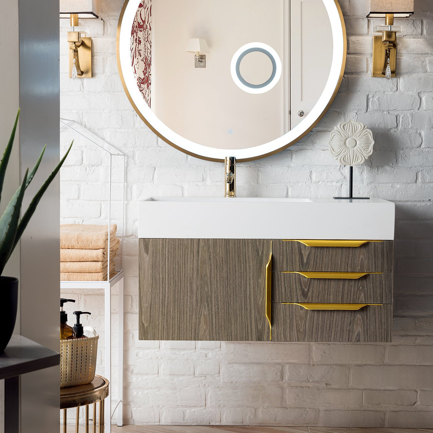 Ash Gray / Radiant Gold / Glossy White - 1 Faucet Hole