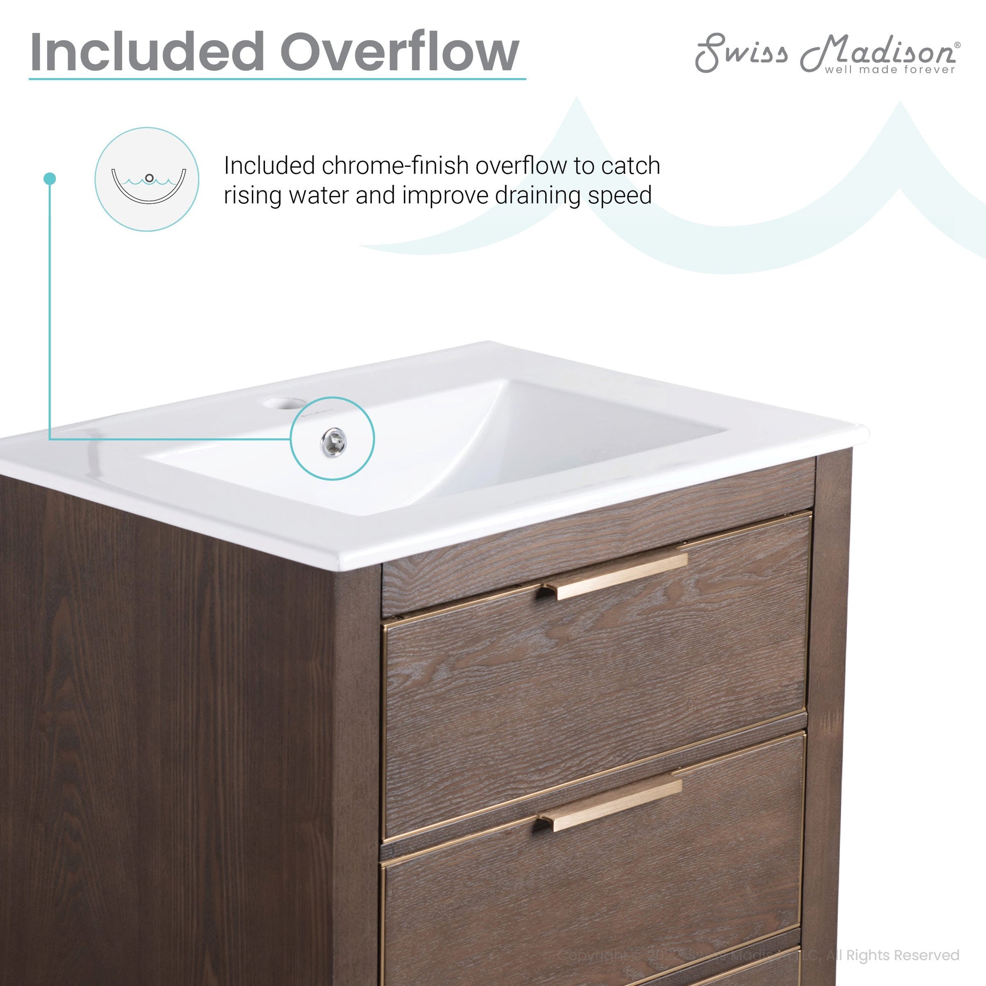 Brown Oak / White / 1-Hole
