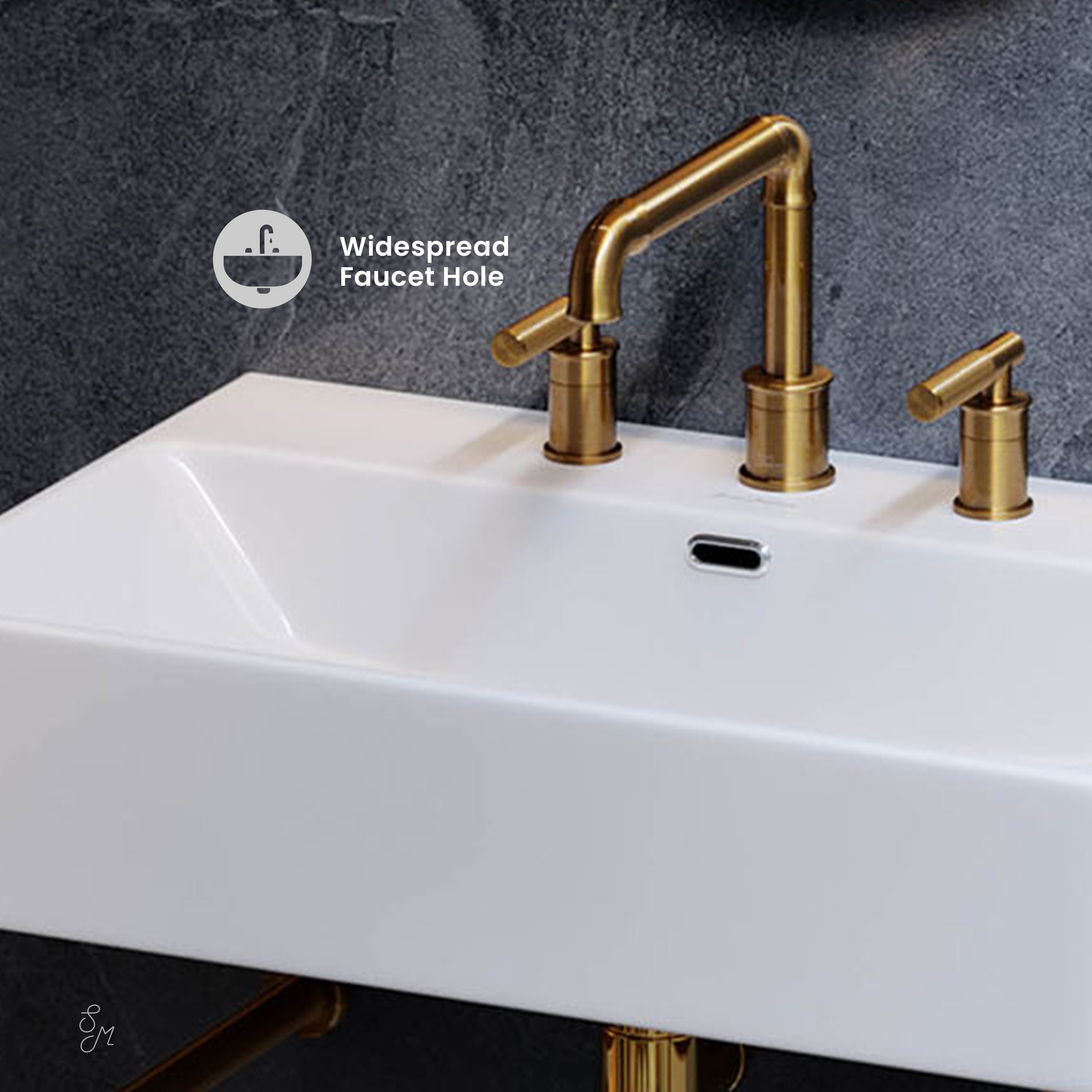 Brushed Gold / White / 3-Hole