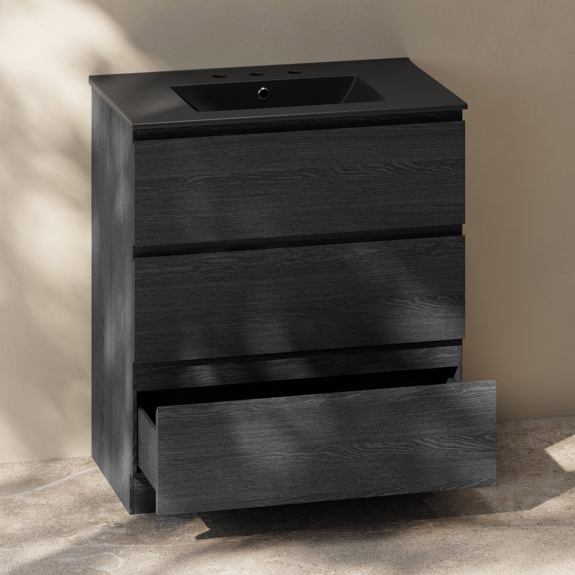 Black Oak / Matte Black / 3-Hole