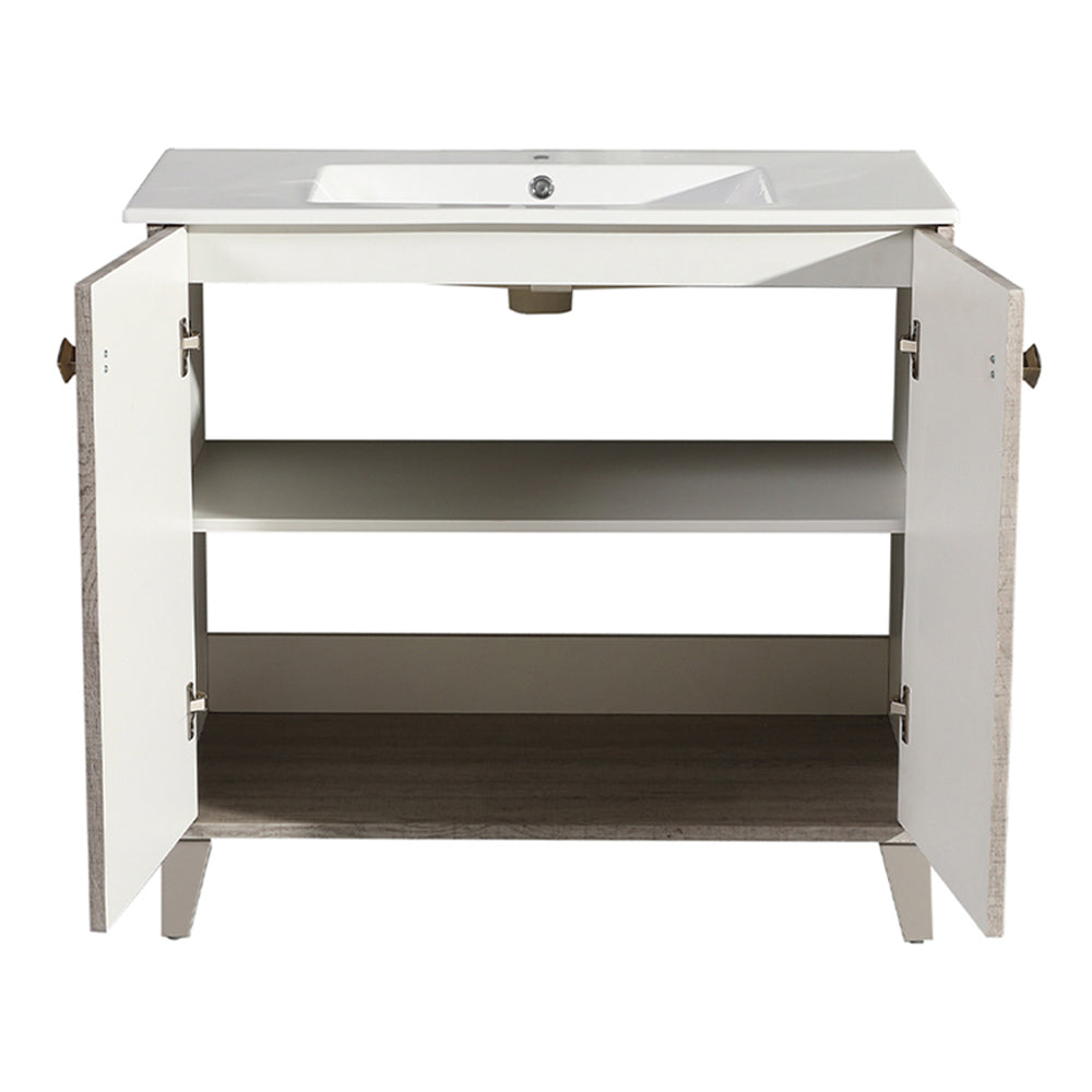 Gray Oak / White / 1-Hole
