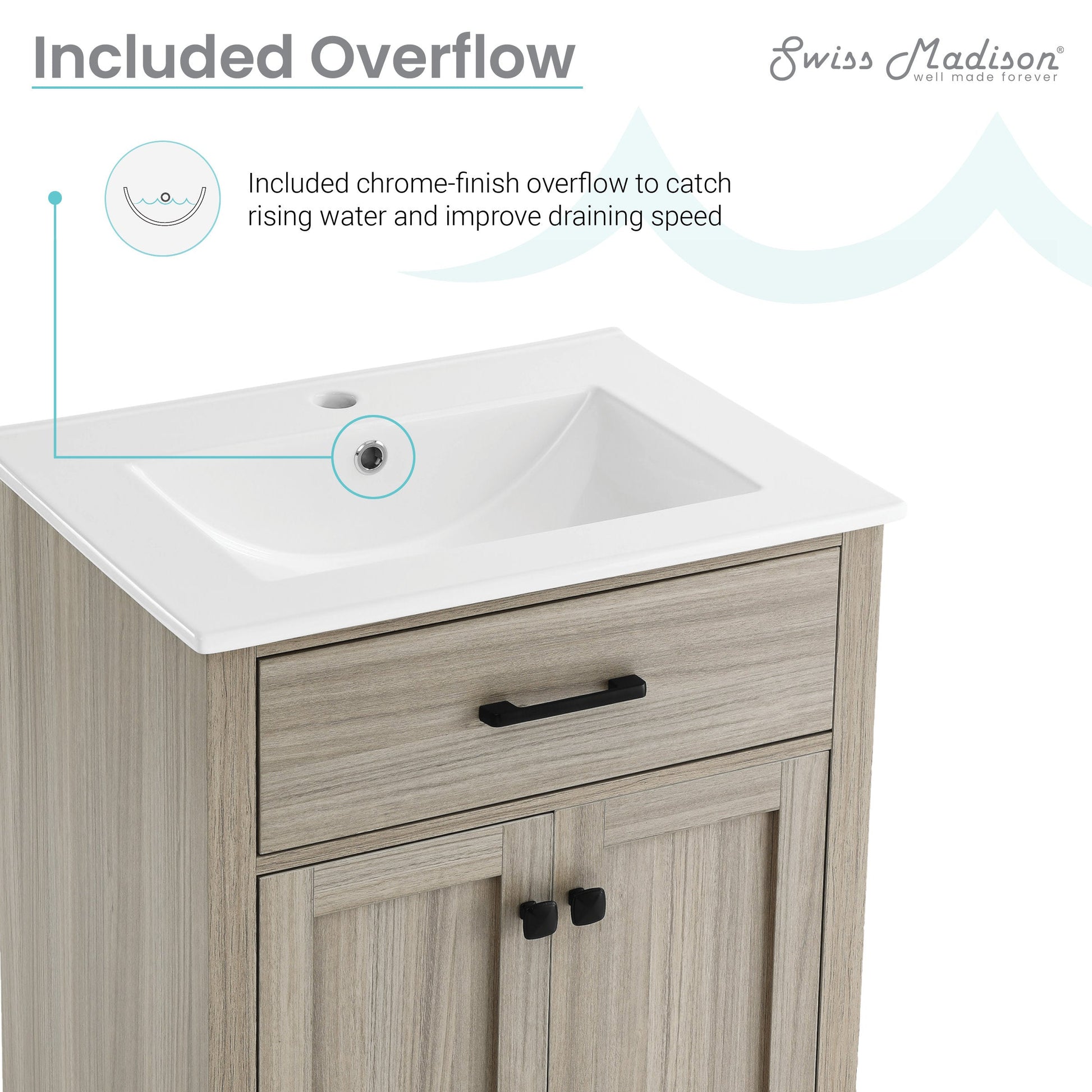 Weathered Oak / White / 1-Hole