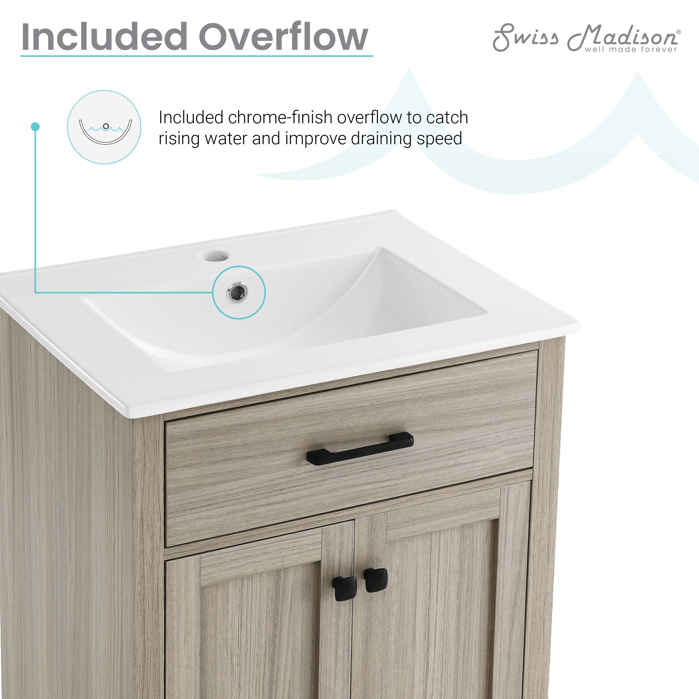 Weathered Oak / White / 1-Hole