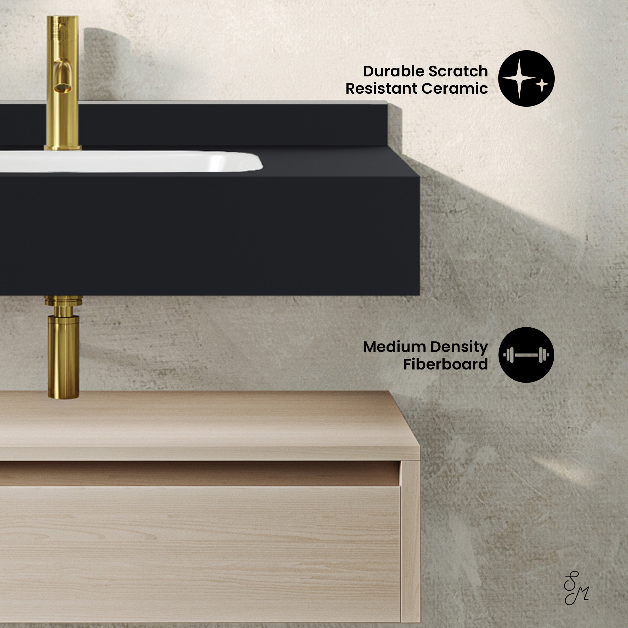 White Oak / Black Marquina