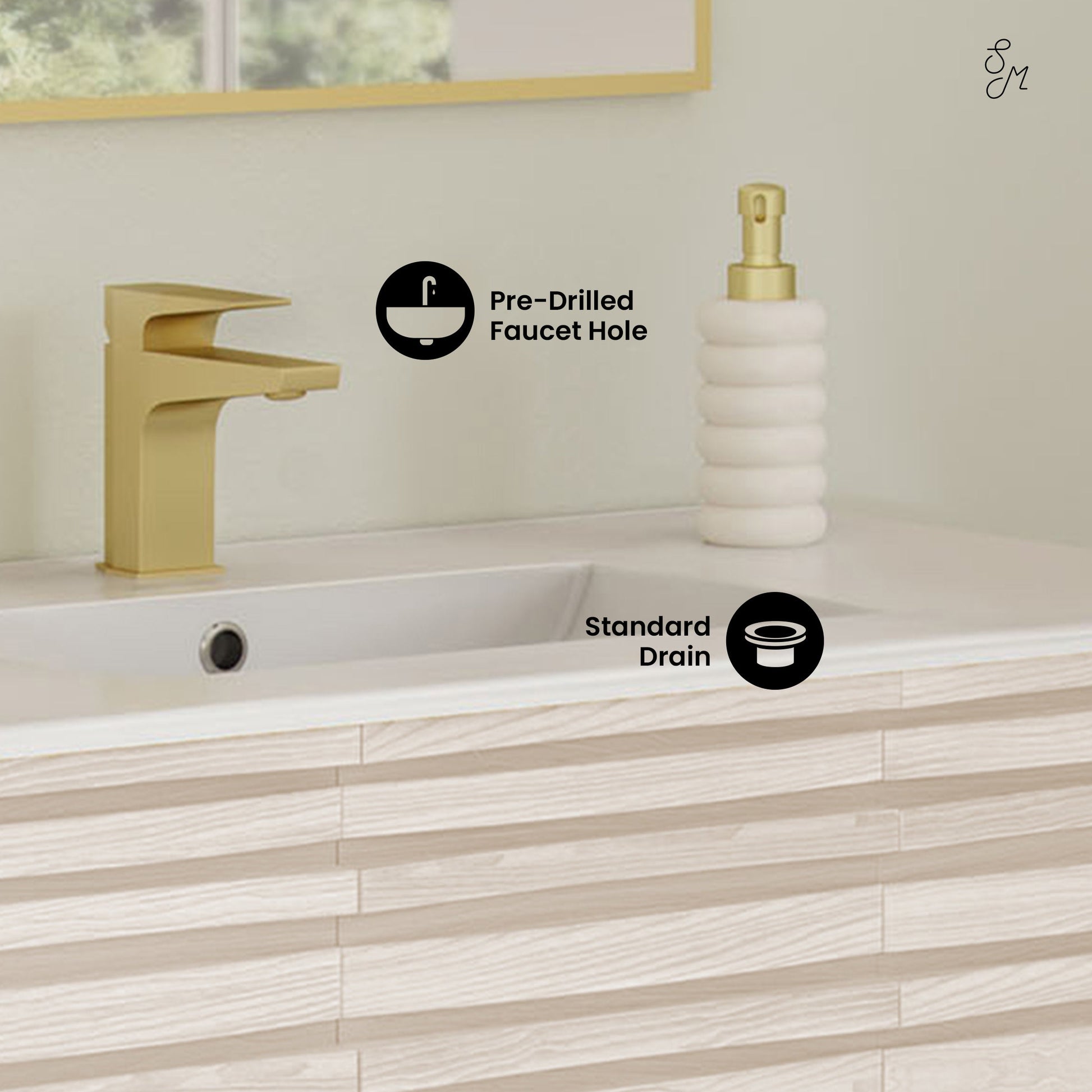 White Oak / White / 1-Hole