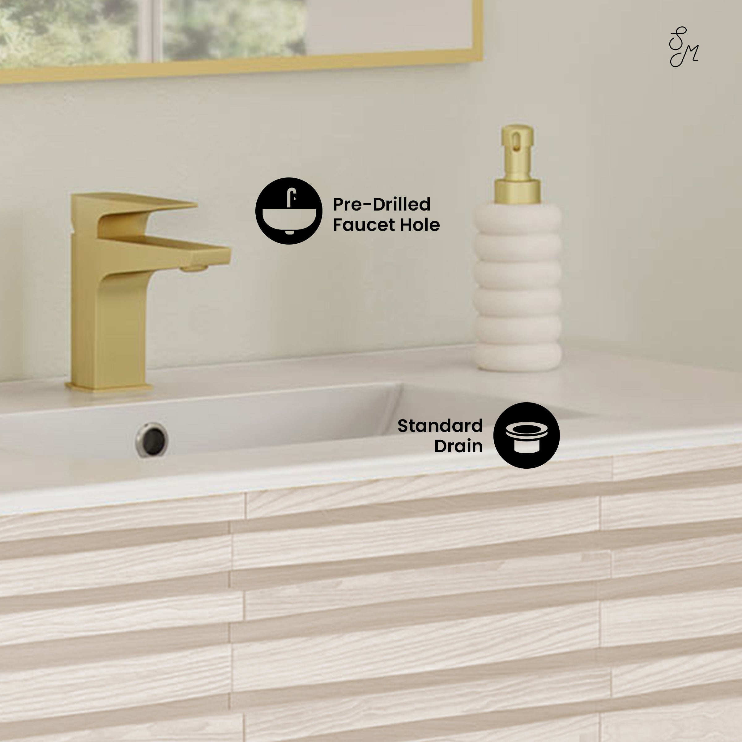 White Oak / White / 1-Hole