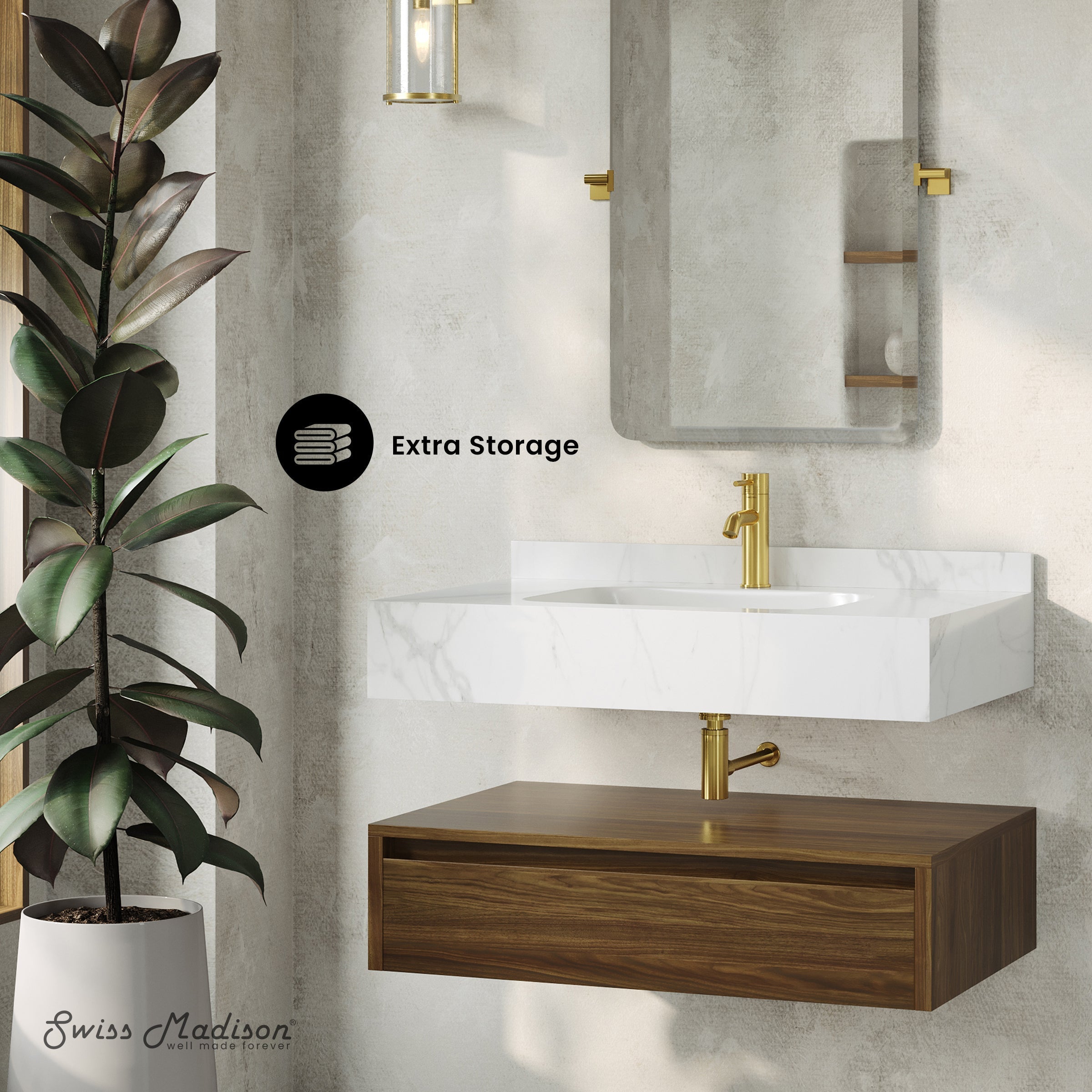 Brown Oak / White Marble