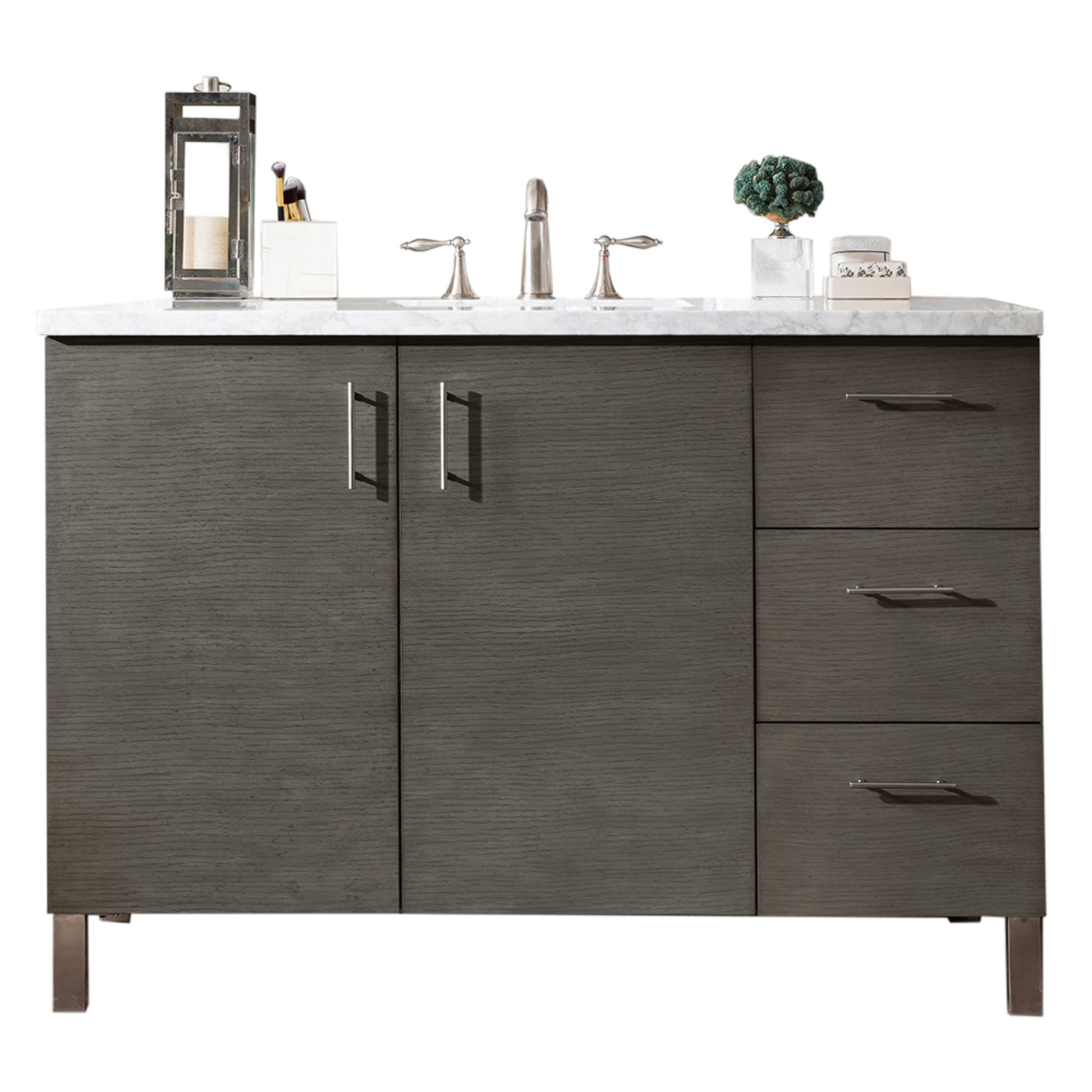 Silver Oak / Carrara White - 3 Faucet Holes
