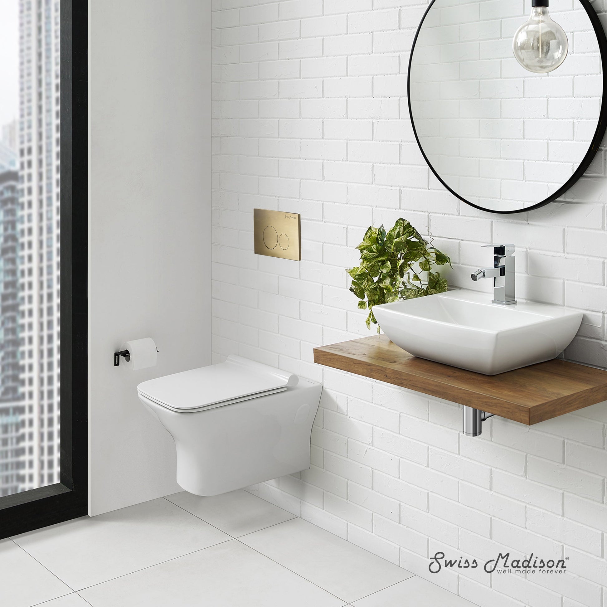 Glossy White / Brass
