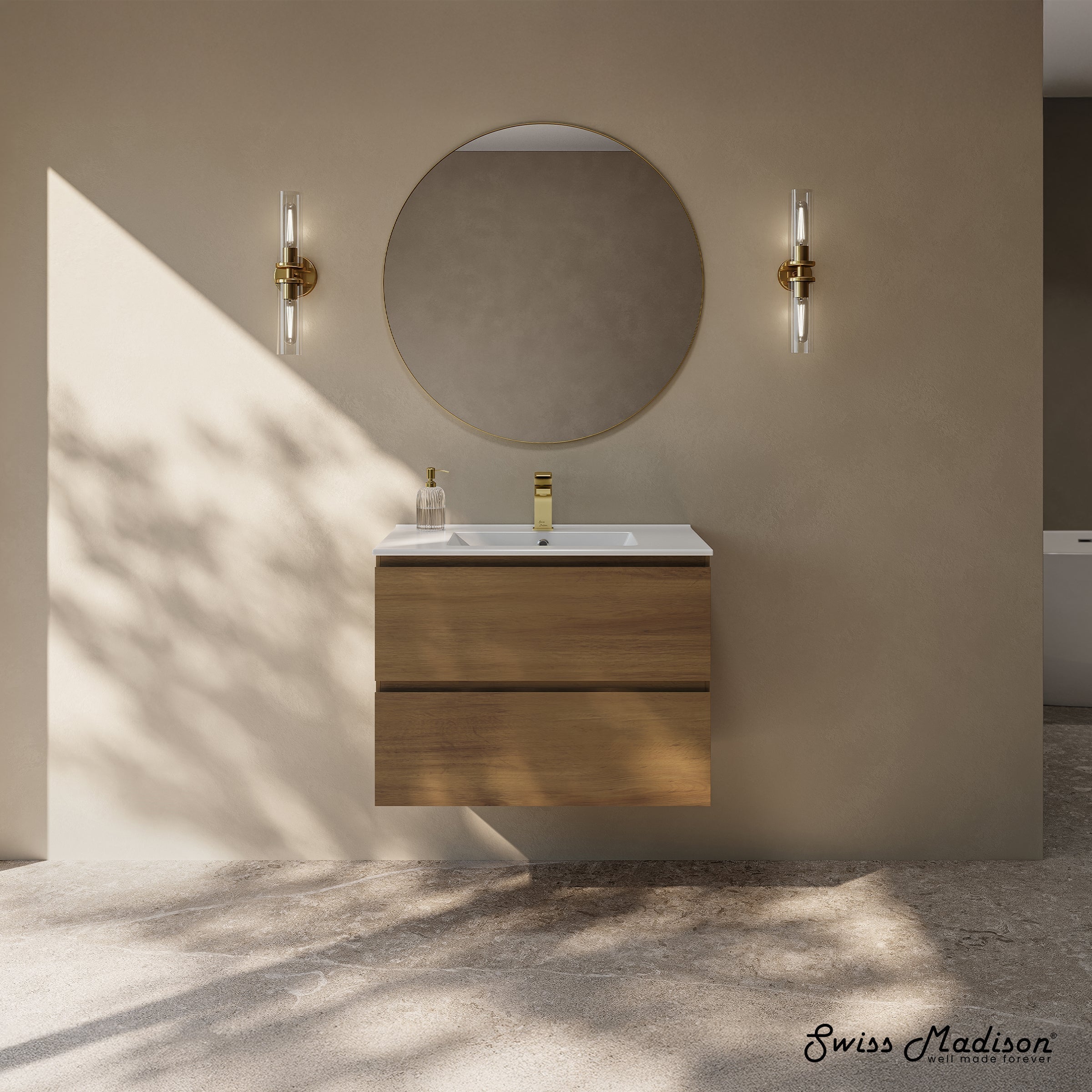 Brown Oak / Glossy White / 1-Hole