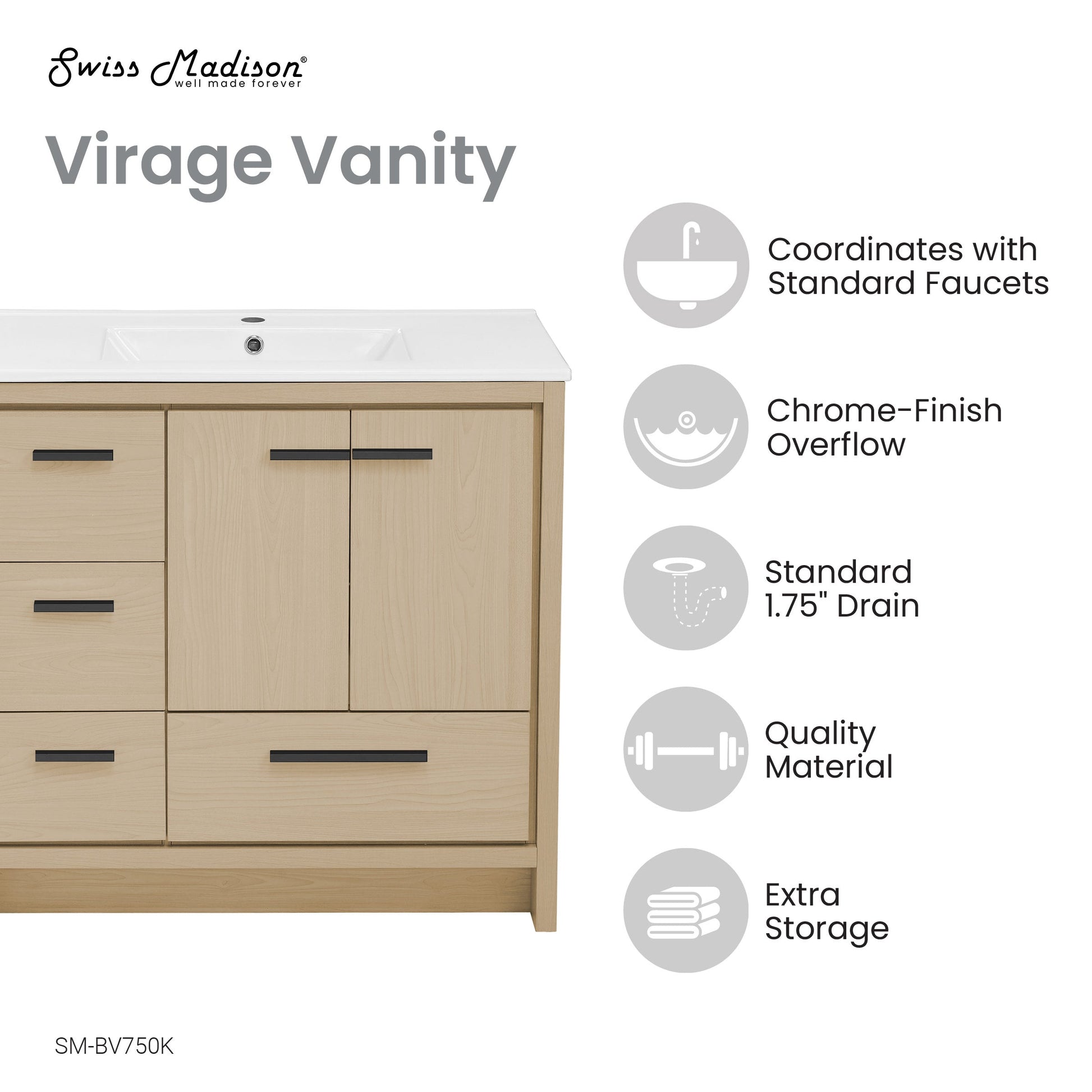 Natural Oak / White / 1-Hole