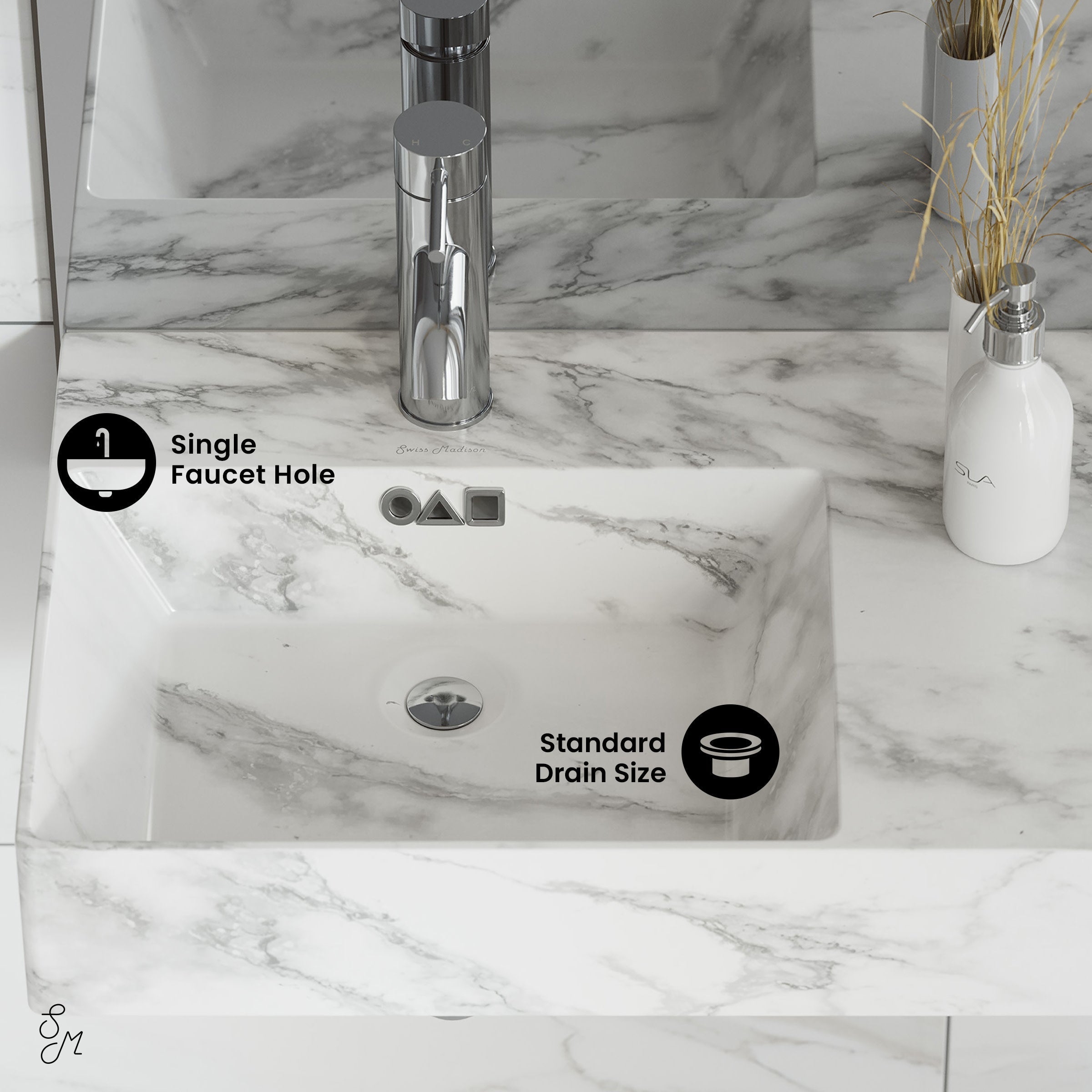 Marble White / 1-Hole / Left
