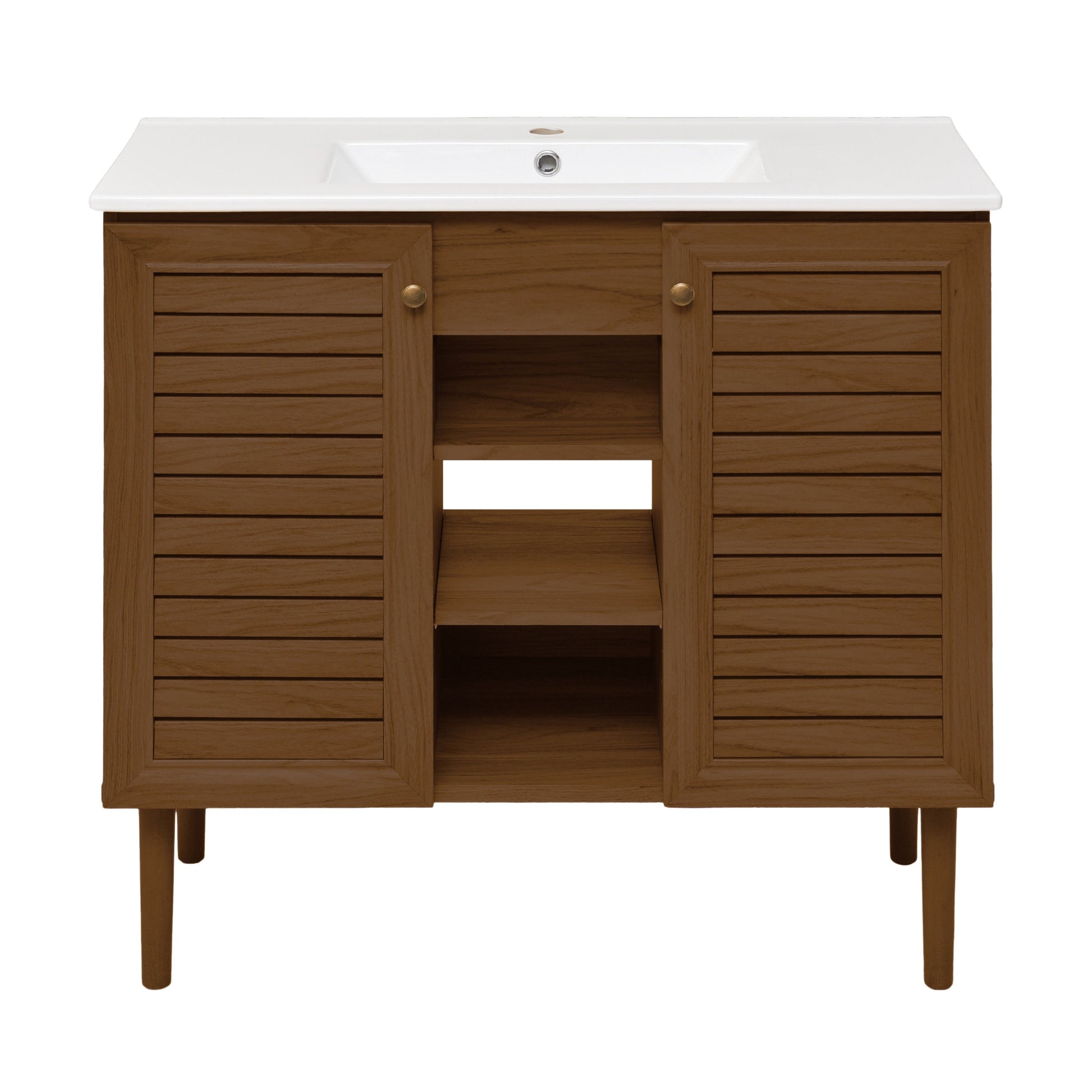 Brown Oak / White / 1-Hole