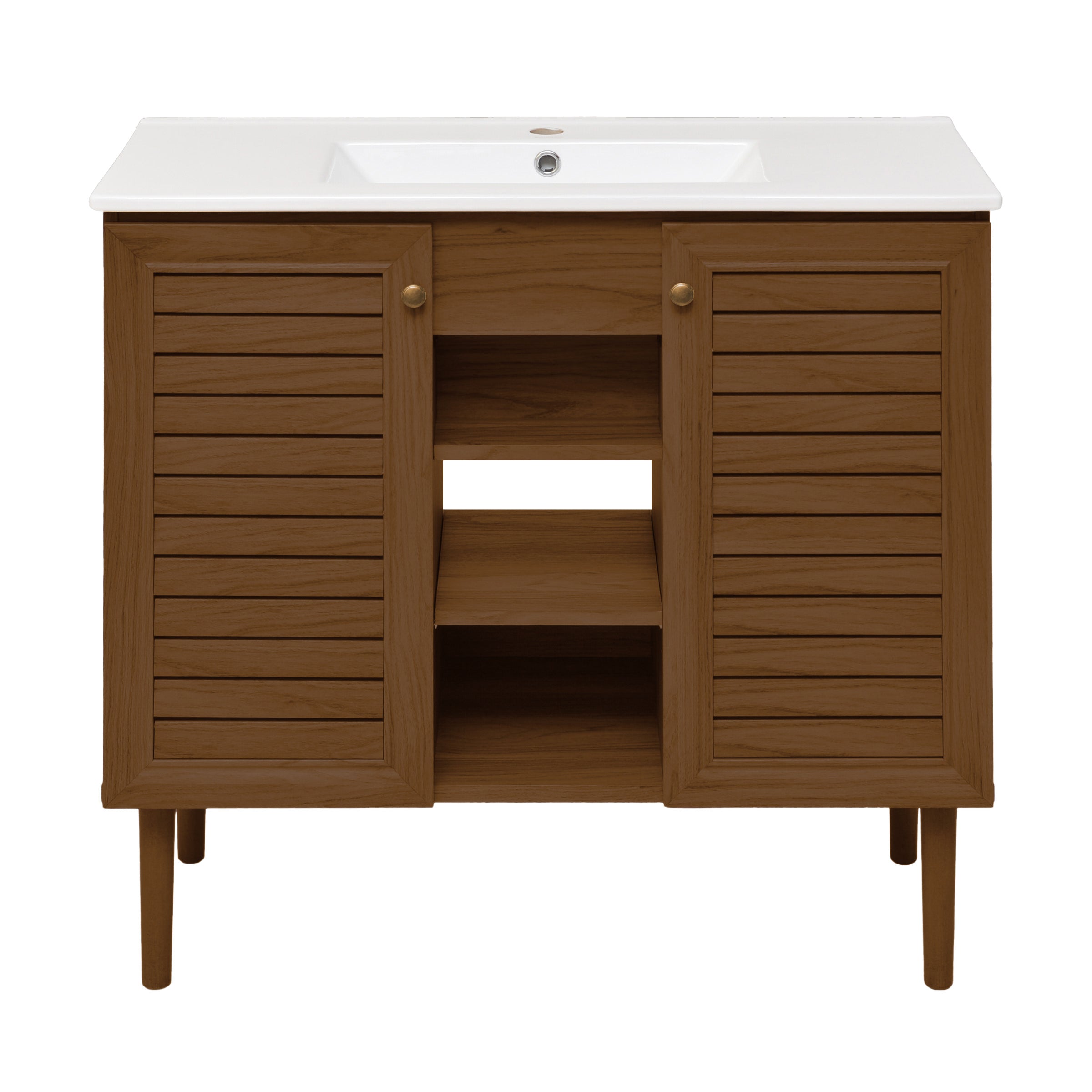 Brown Oak / White / 1-Hole