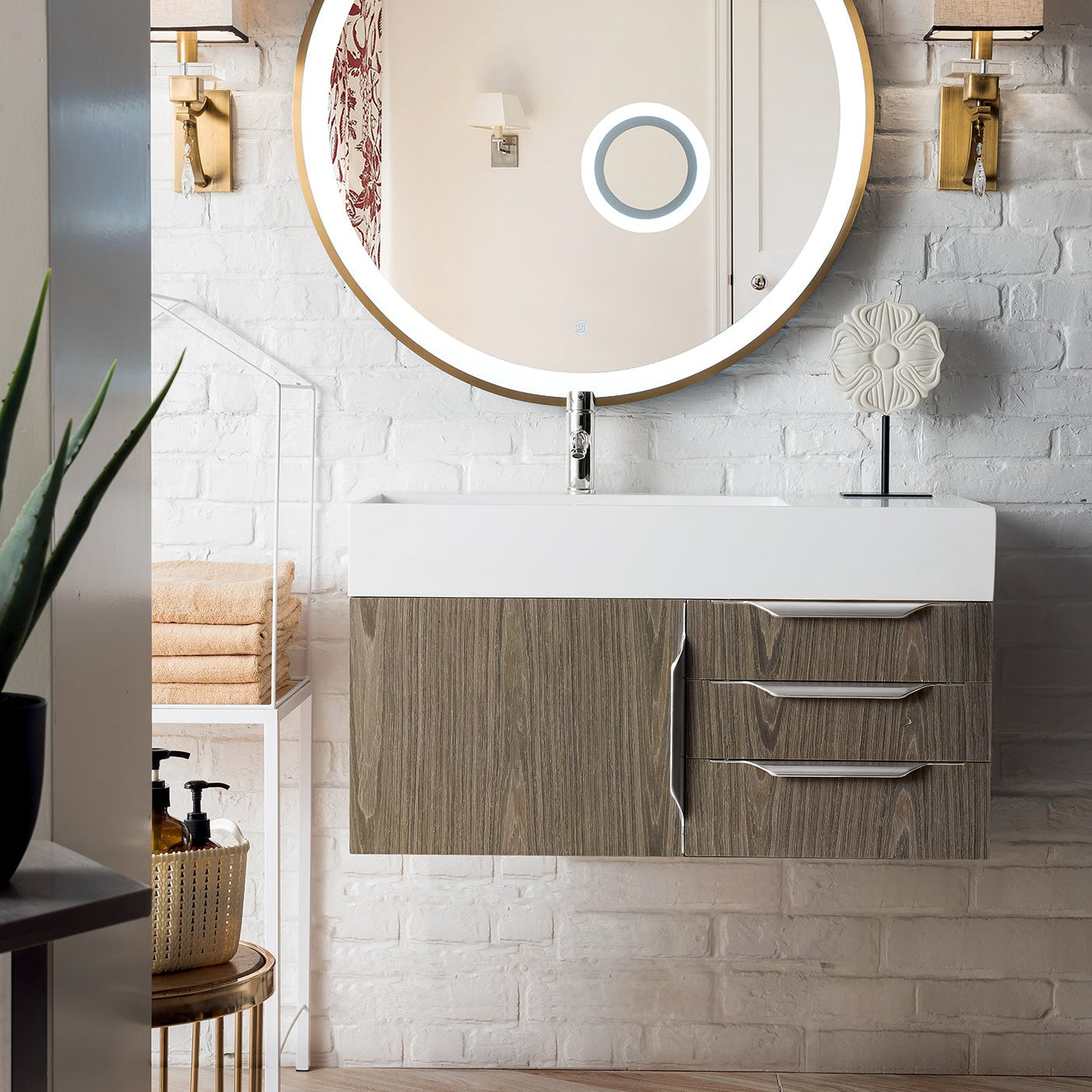 Ash Gray / Brushed Nickel / Glossy White - 1 Faucet Hole