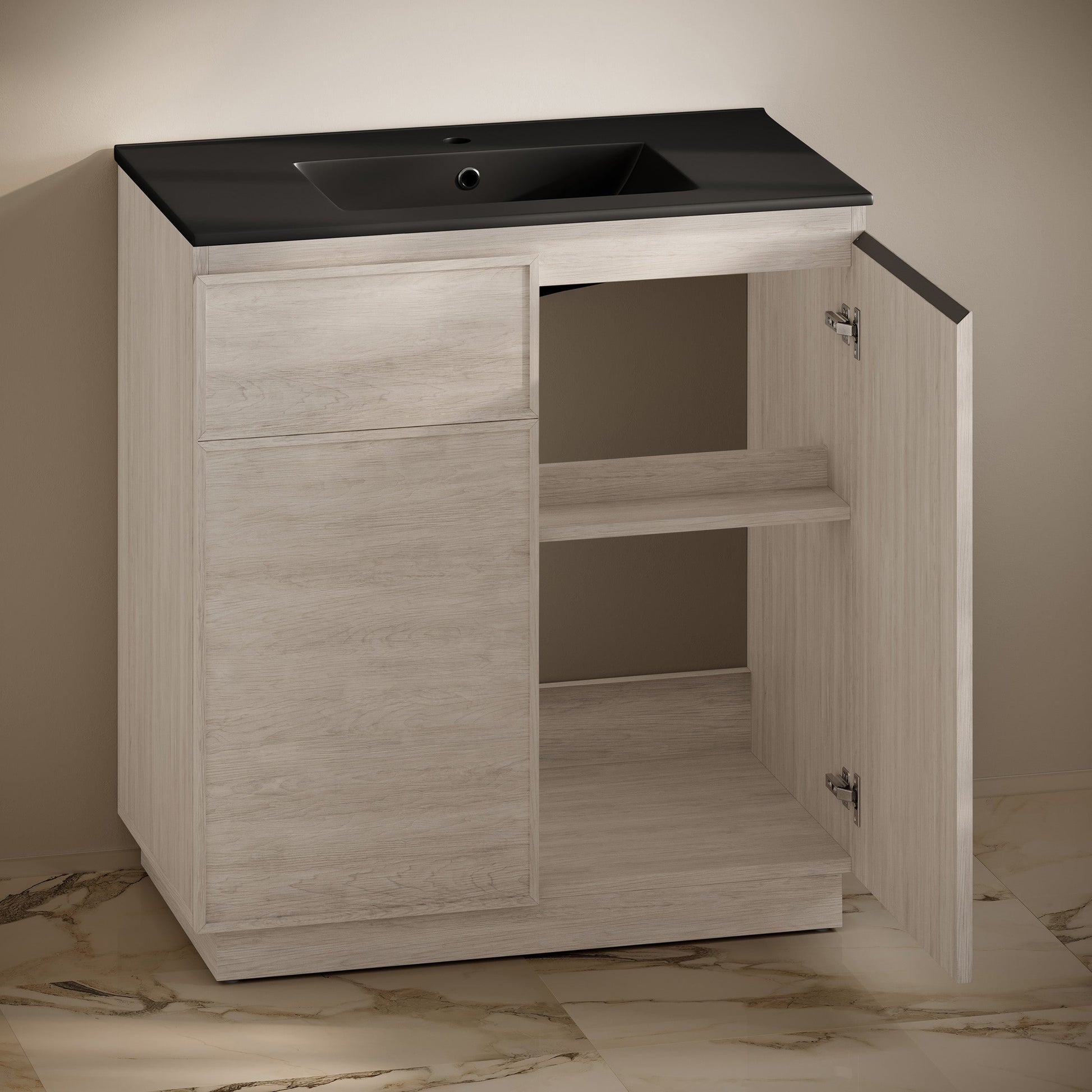 White Oak / Black / 1-Hole