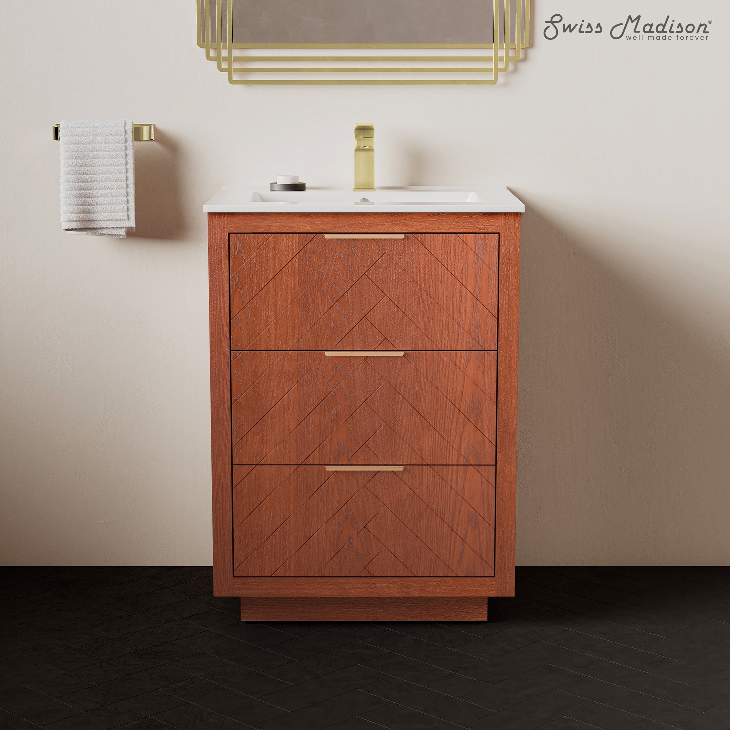 Brown Oak / White / 1-Hole