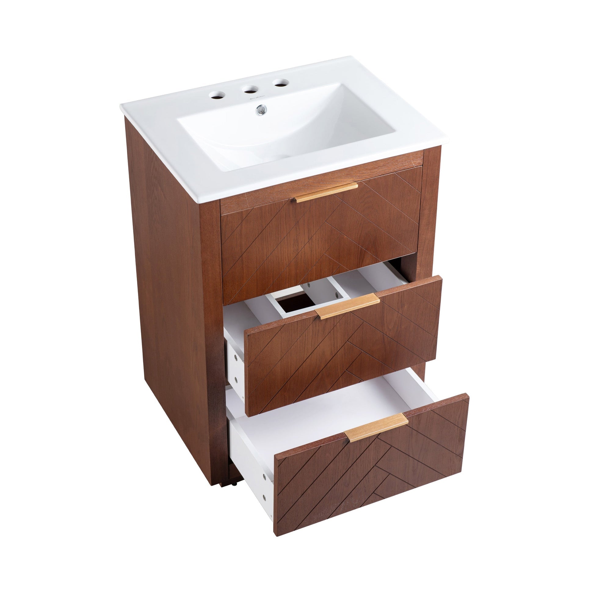 Brown Oak / White / 3-Hole