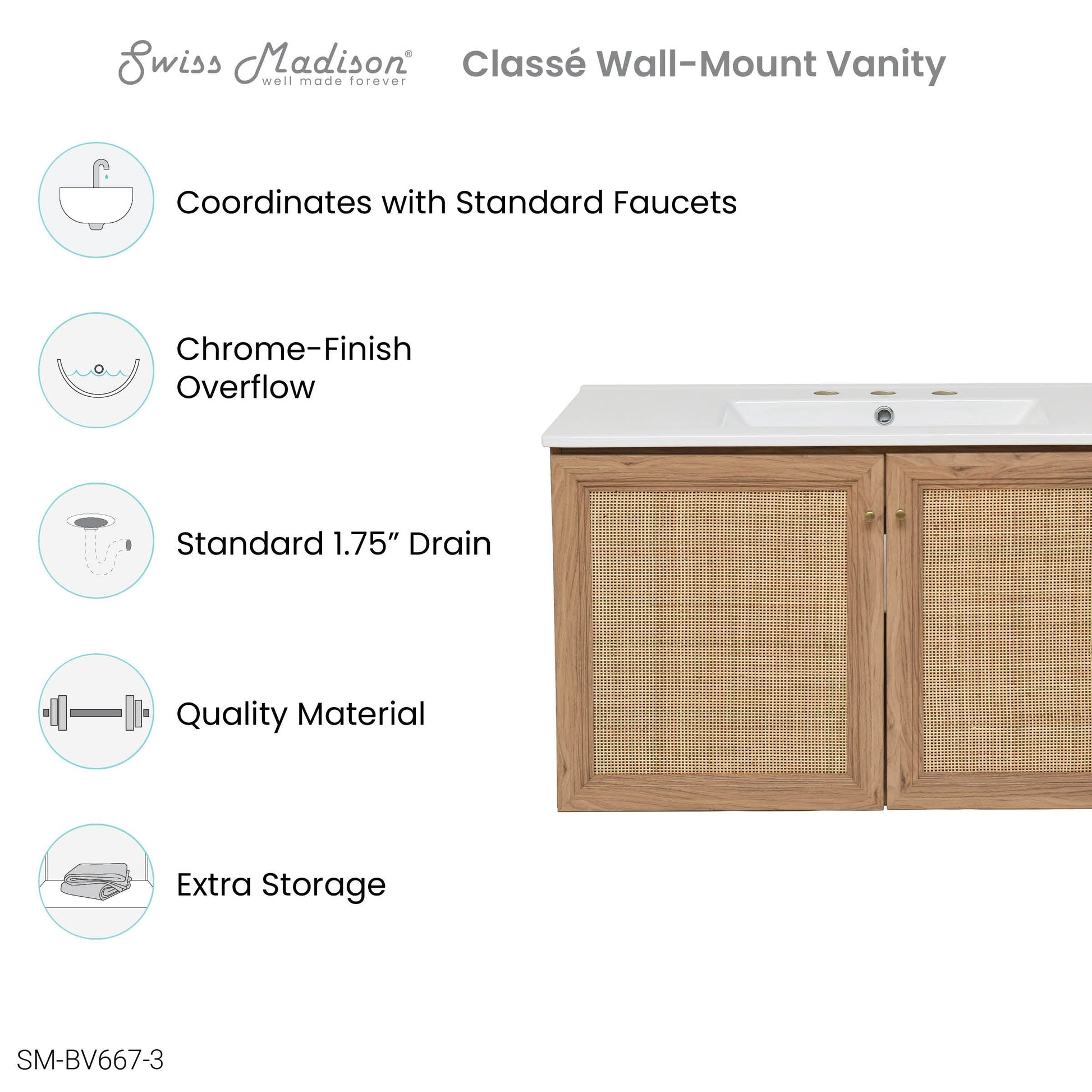 Golden Oak / White / 3-Hole