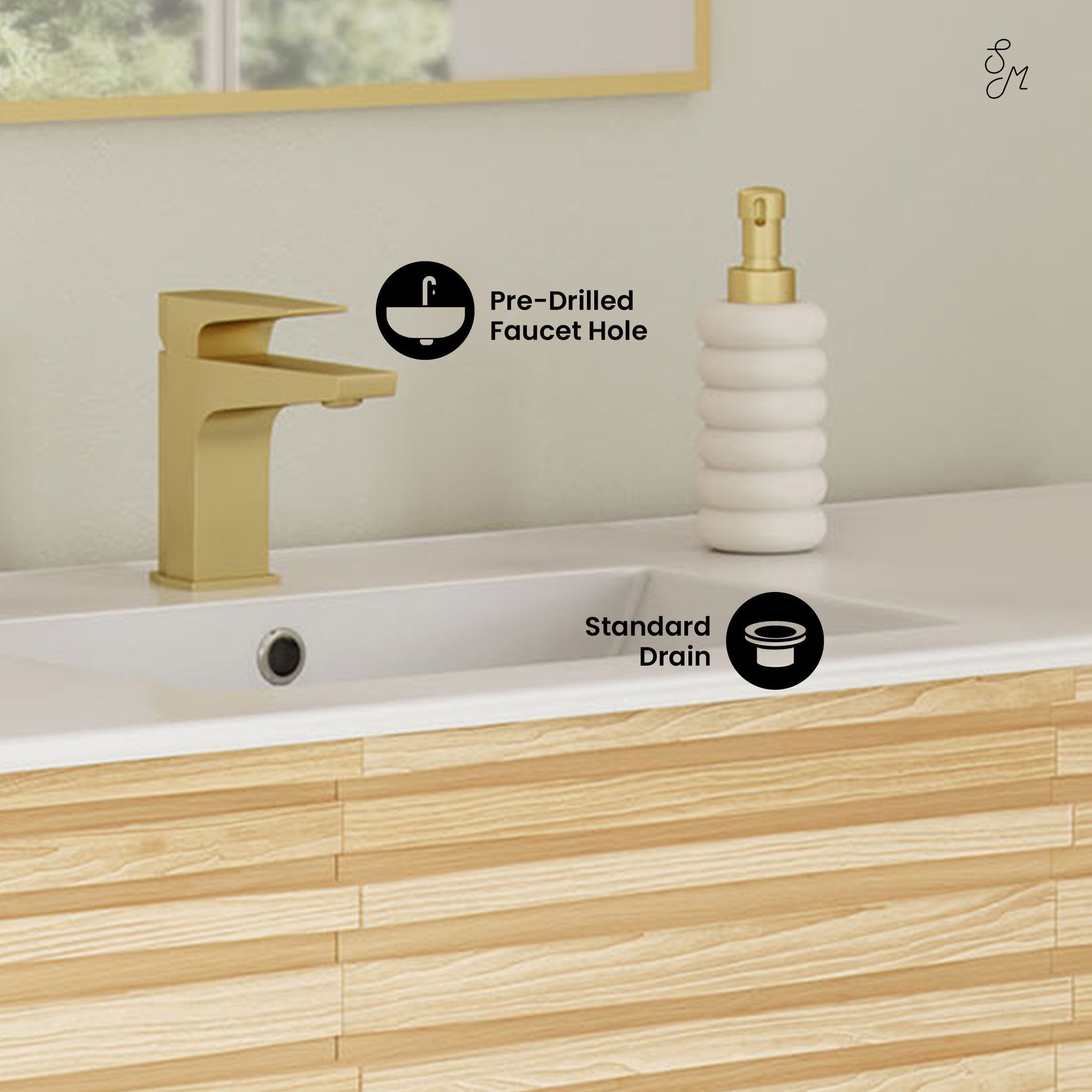 Natural Oak / Glossy White / 1-Hole