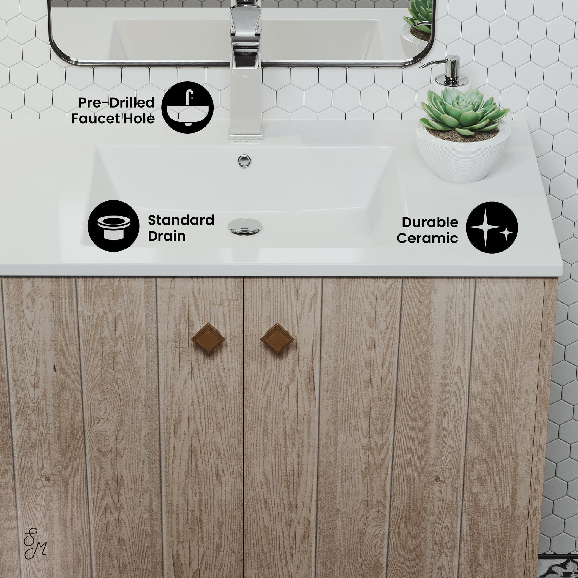 Gray Oak / White / 1-Hole