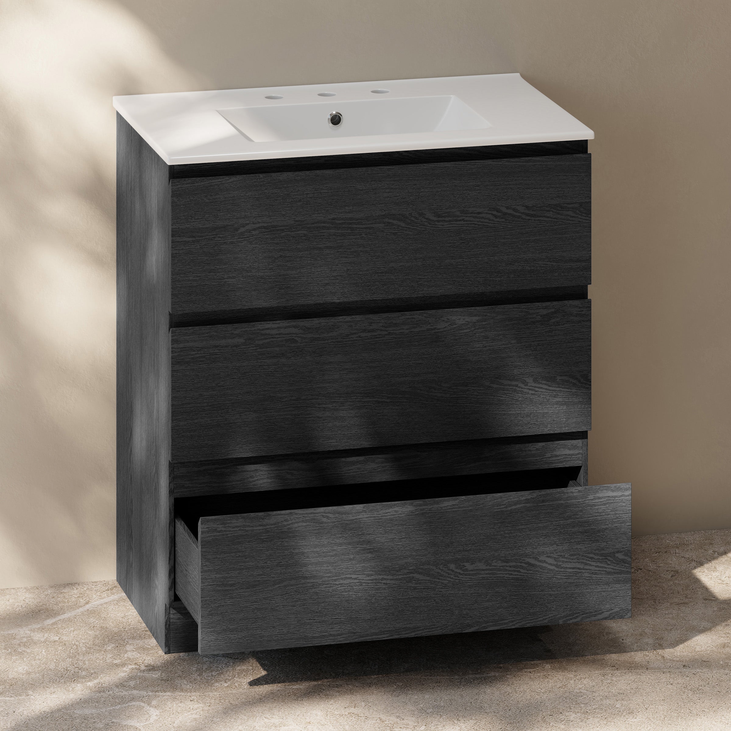 Black Oak / Glossy White / 3-Hole