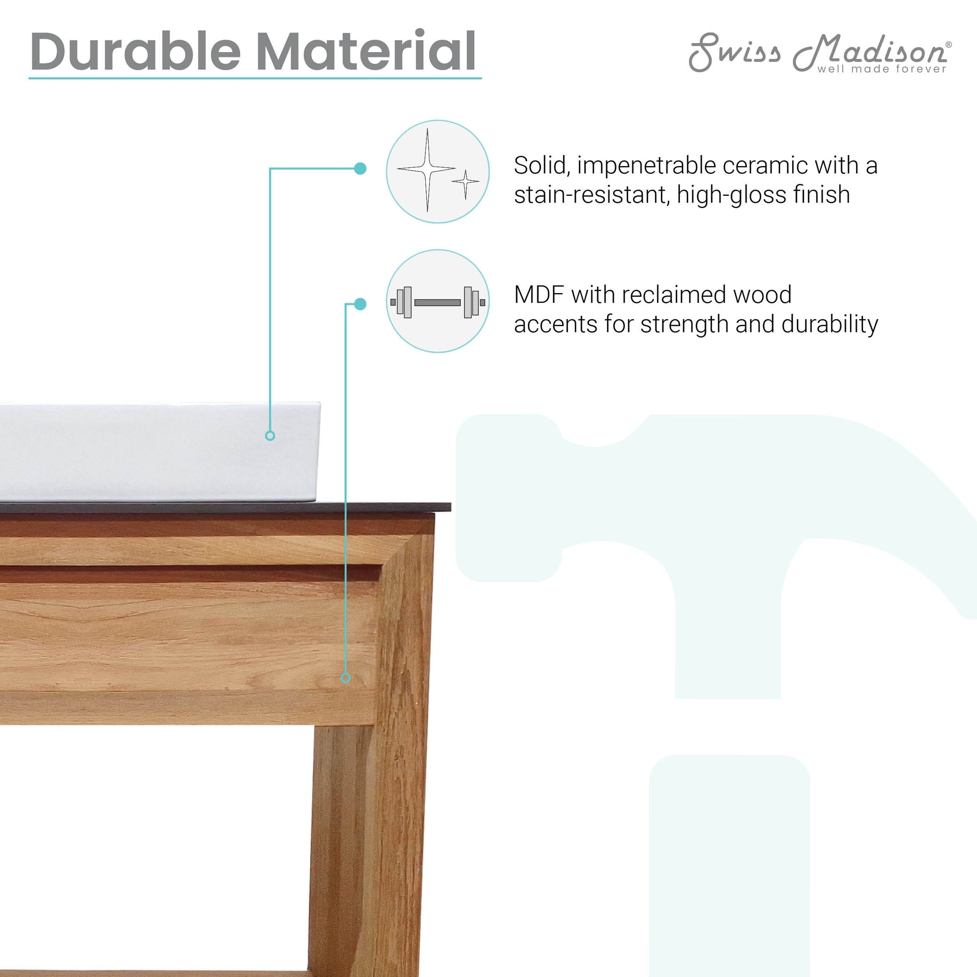 Natural Teak / White / 1-Hole